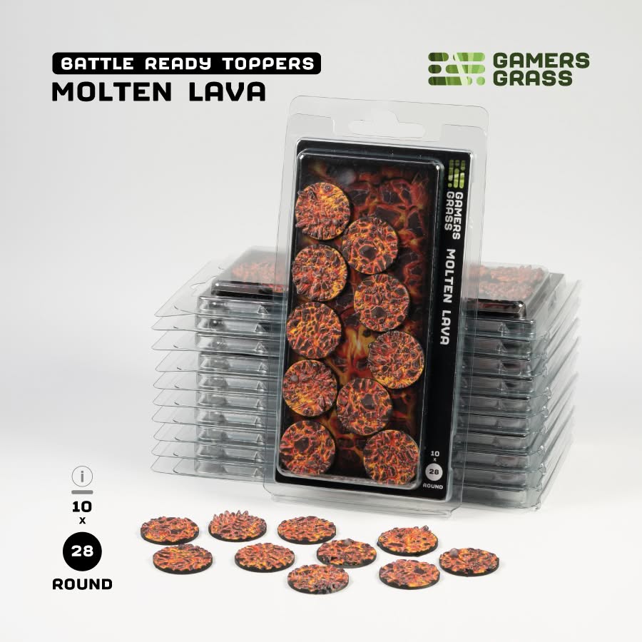 Gamers Grass: Battle Ready Toppers - Molten Lava - Round 28mm (x10)