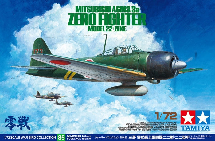Tamiya: 1/72 Mitsubishi A6M3/3A Zero Fighter Model 22 (Zeke)