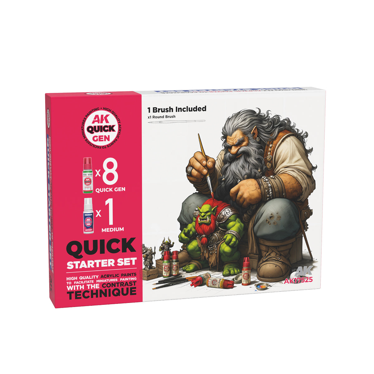 AK17525: Quick Starter Set (8 Quick Gen + 1 Medium + 1 Free Brush)