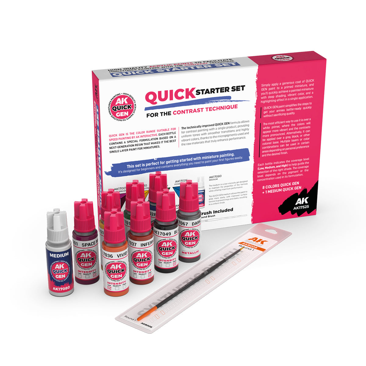 AK17525: Quick Starter Set (8 Quick Gen + 1 Medium + 1 Free Brush)