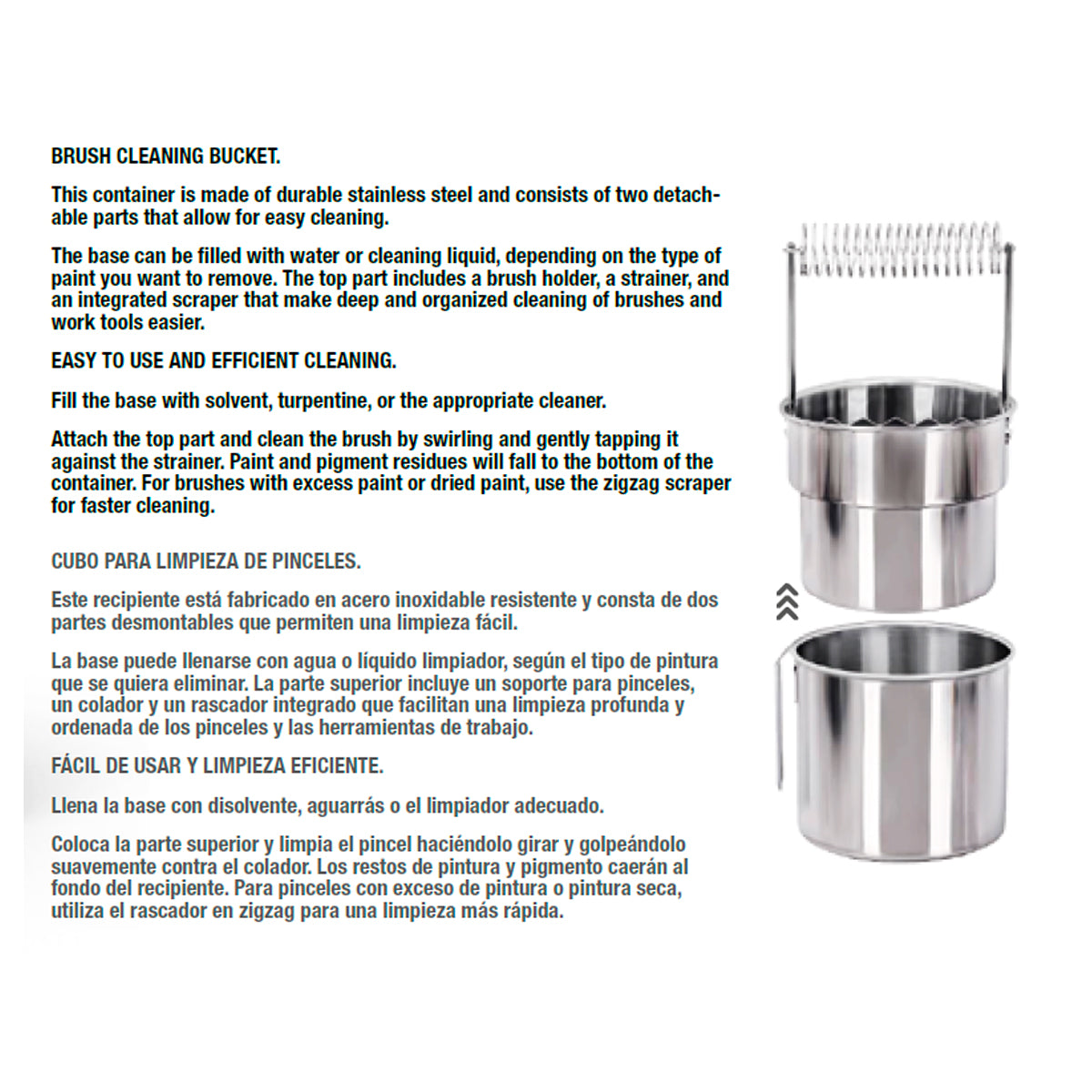 AK: Stainless Steel Paint Brush Cleaner Bucket