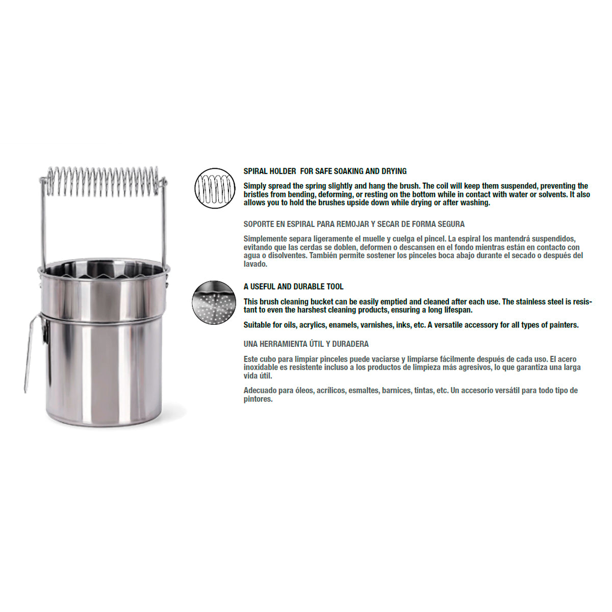 AK: Stainless Steel Paint Brush Cleaner Bucket