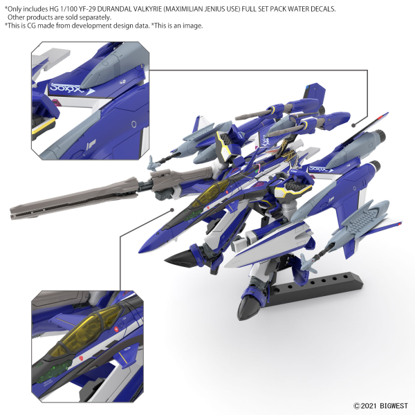Bandai Macross: HG YF-29 Durandal Valkyrie (Maximilian Jenius Use) Full Set Pack Water Decals