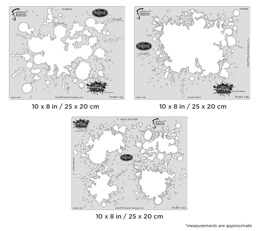 Iwata FHSFX1 Artool Splatter FX Freehand Airbrush Template by Gerald Mendez