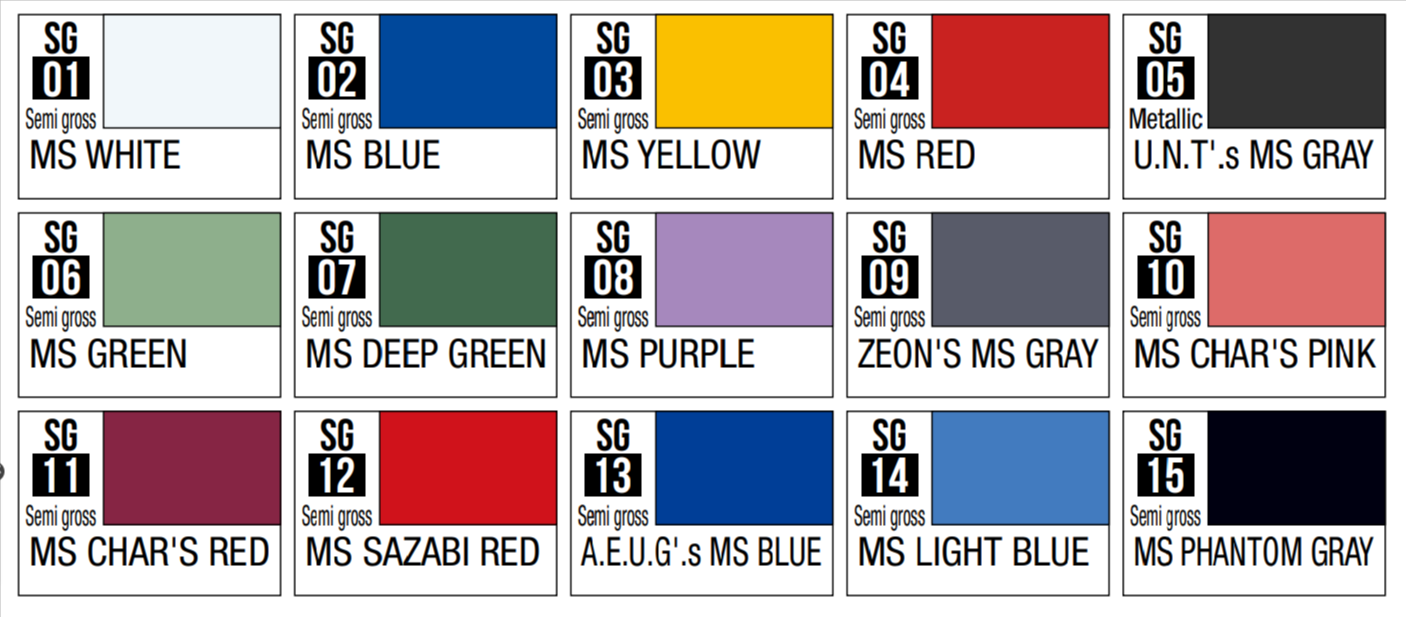 Gundam Color Spray (SG01-SG15)
