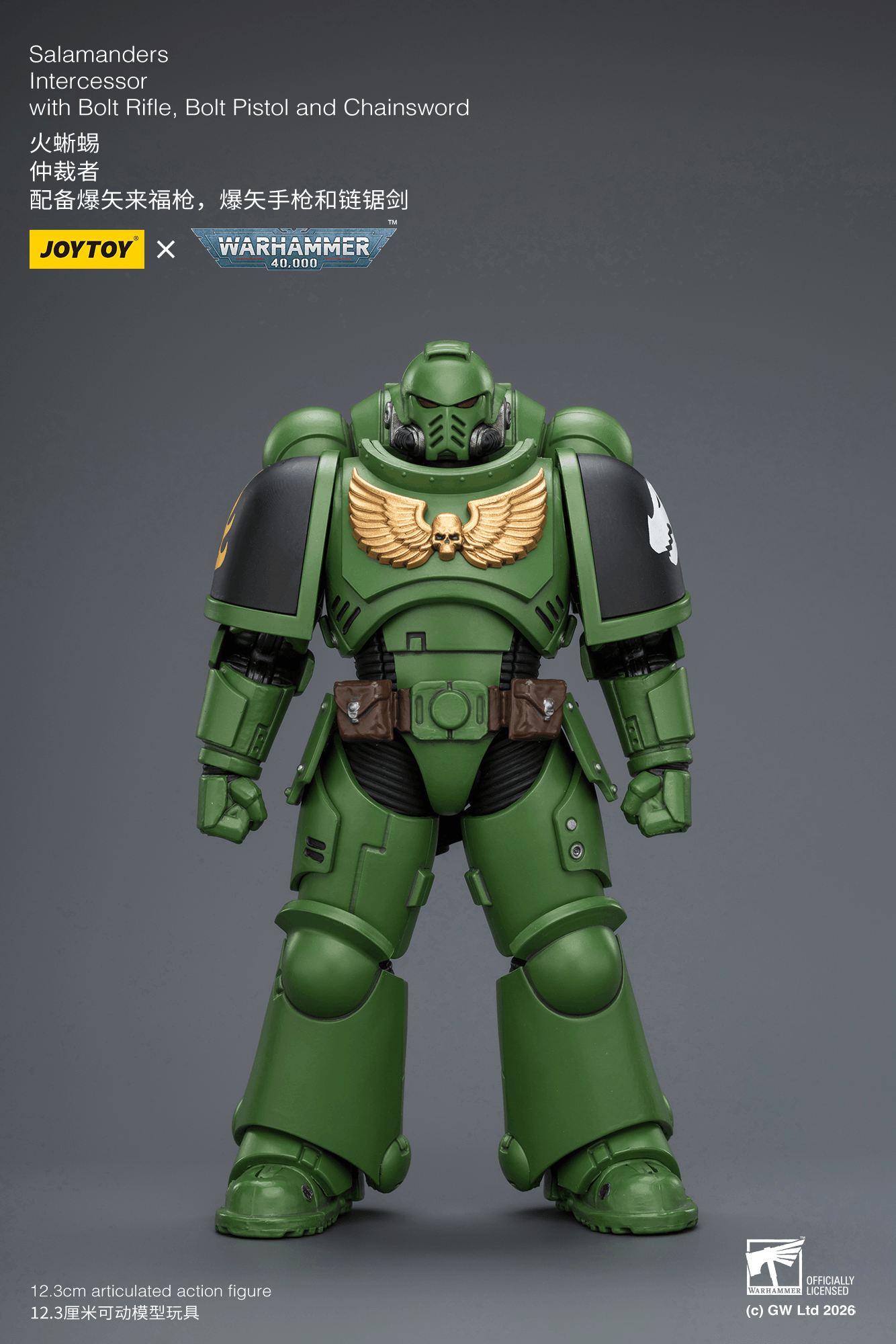 Joytoy: Salamanders Intercessor with Bolt Rifle, Bolt Pistol and Chainsword