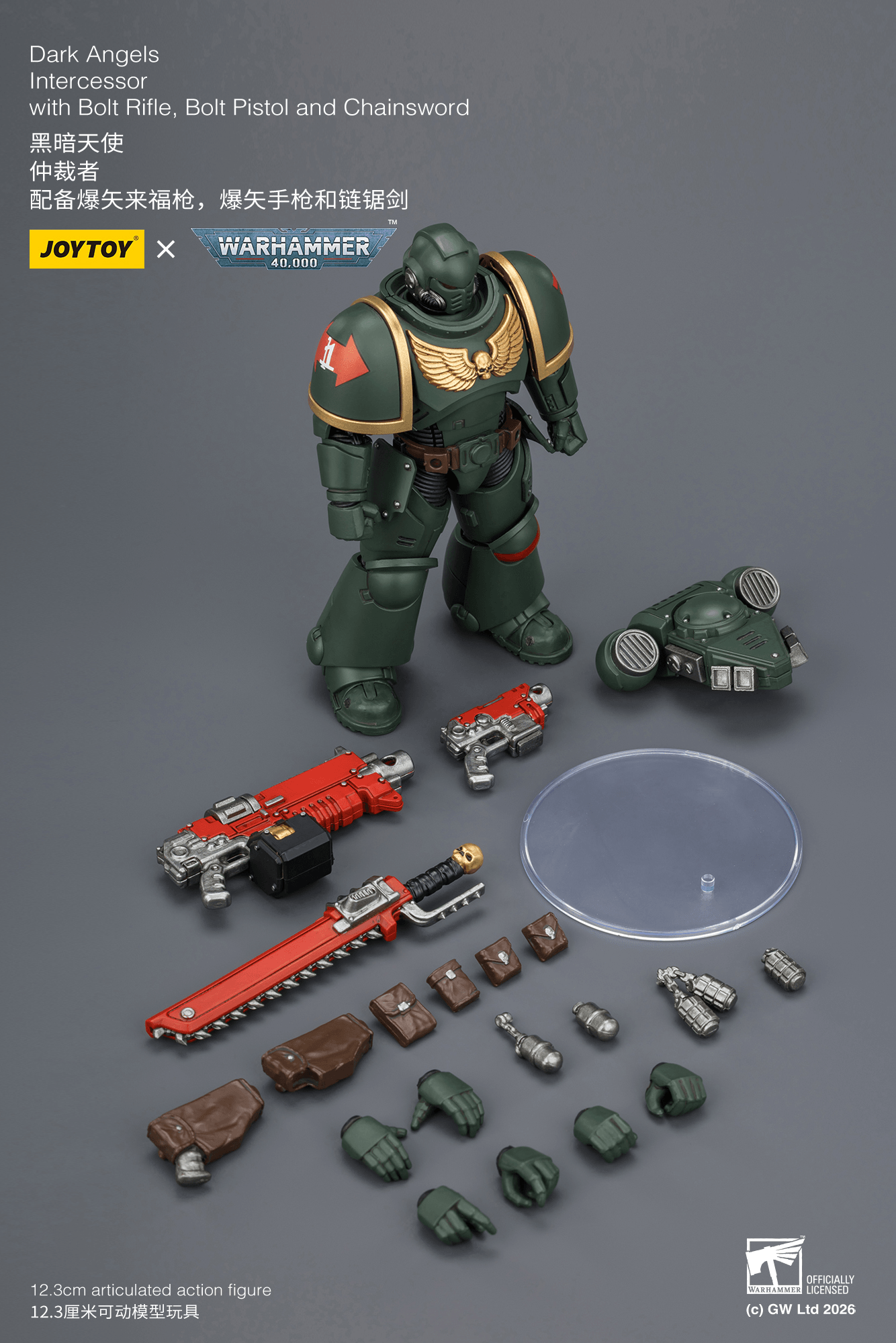 Joytoy: Dark Angels Intercessor with Bolt Rifle, Bolt Pistol and Chainsword