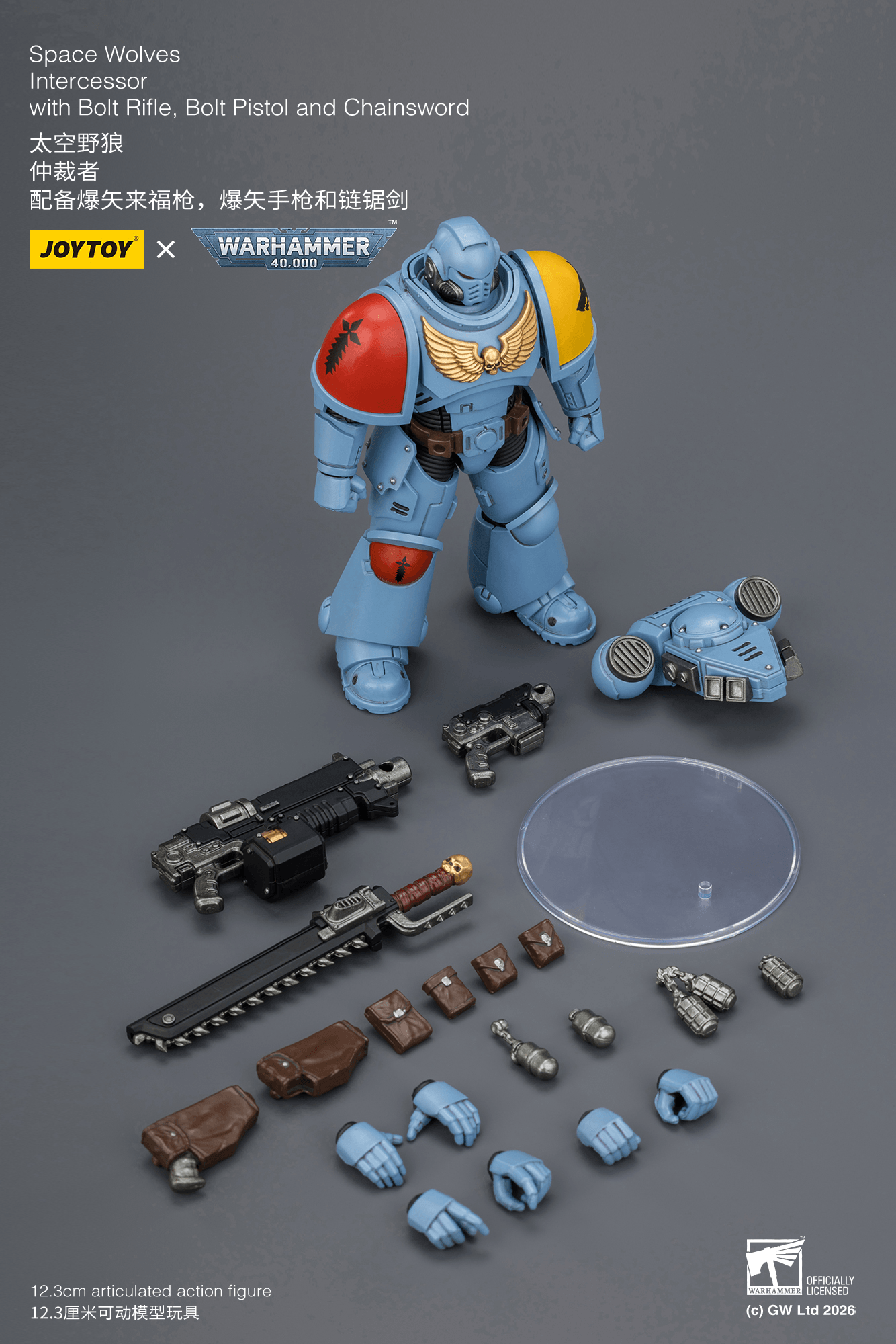 Joytoy: Space Wolves Intercessor with Bolt Rifle, Bolt Pistol and Chainsword