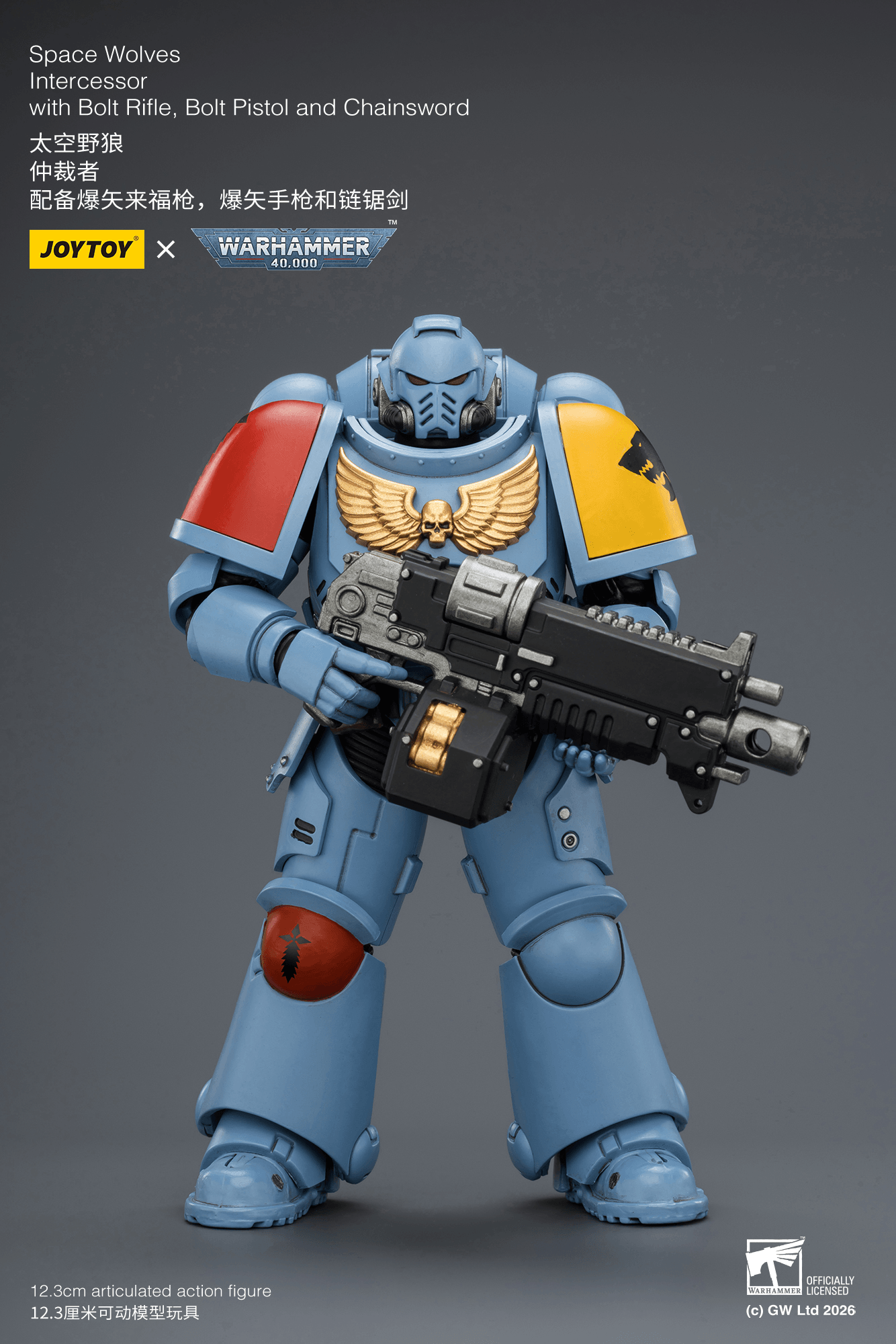 Joytoy: Space Wolves Intercessor with Bolt Rifle, Bolt Pistol and Chainsword