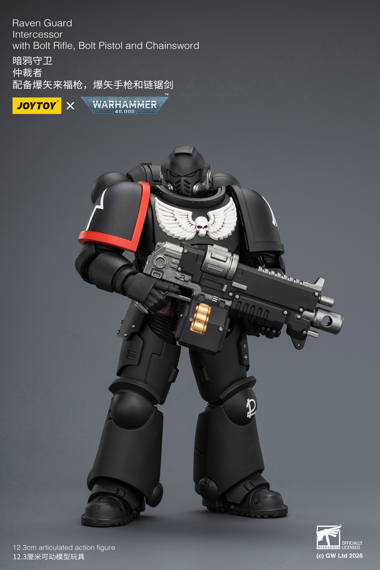 Joytoy: Raven Guard Intercessor with Bolt Rifle, Bolt Pistol and Chainsword