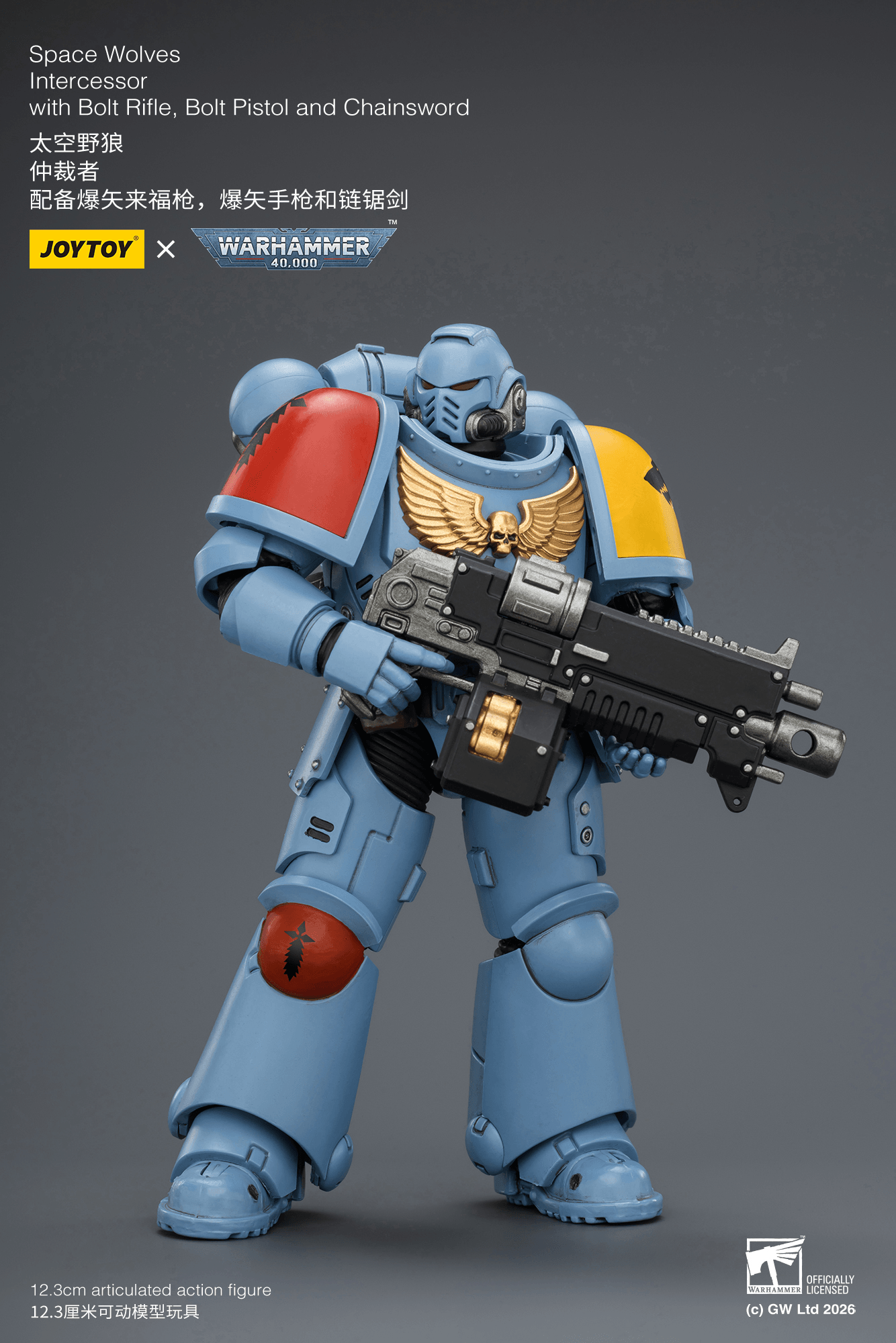 Joytoy: Space Wolves Intercessor with Bolt Rifle, Bolt Pistol and Chainsword