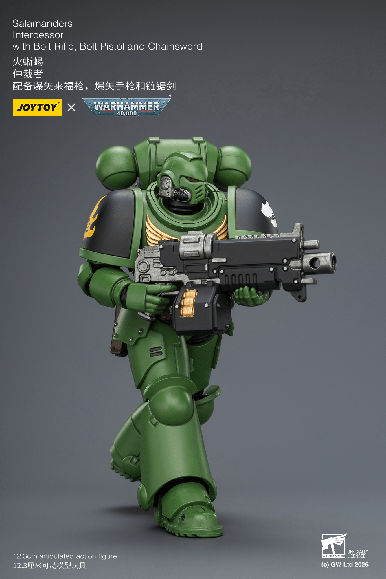 Joytoy: Salamanders Intercessor with Bolt Rifle, Bolt Pistol and Chainsword