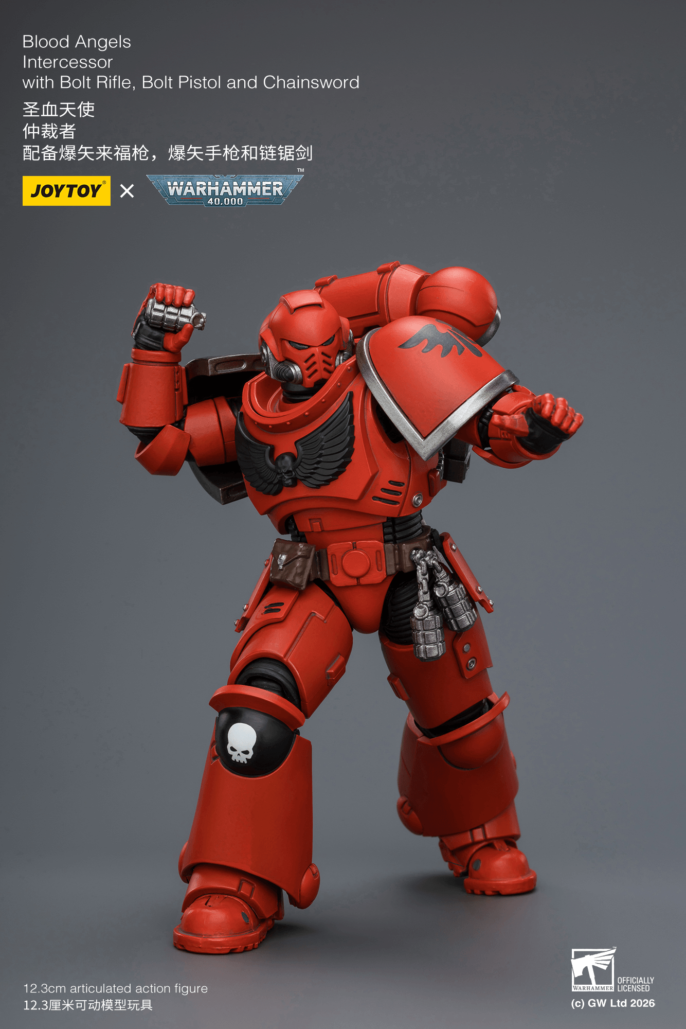 Joytoy: Blood Angels Intercessor with Bolt Rifle, Bolt Pistol and Chainsword