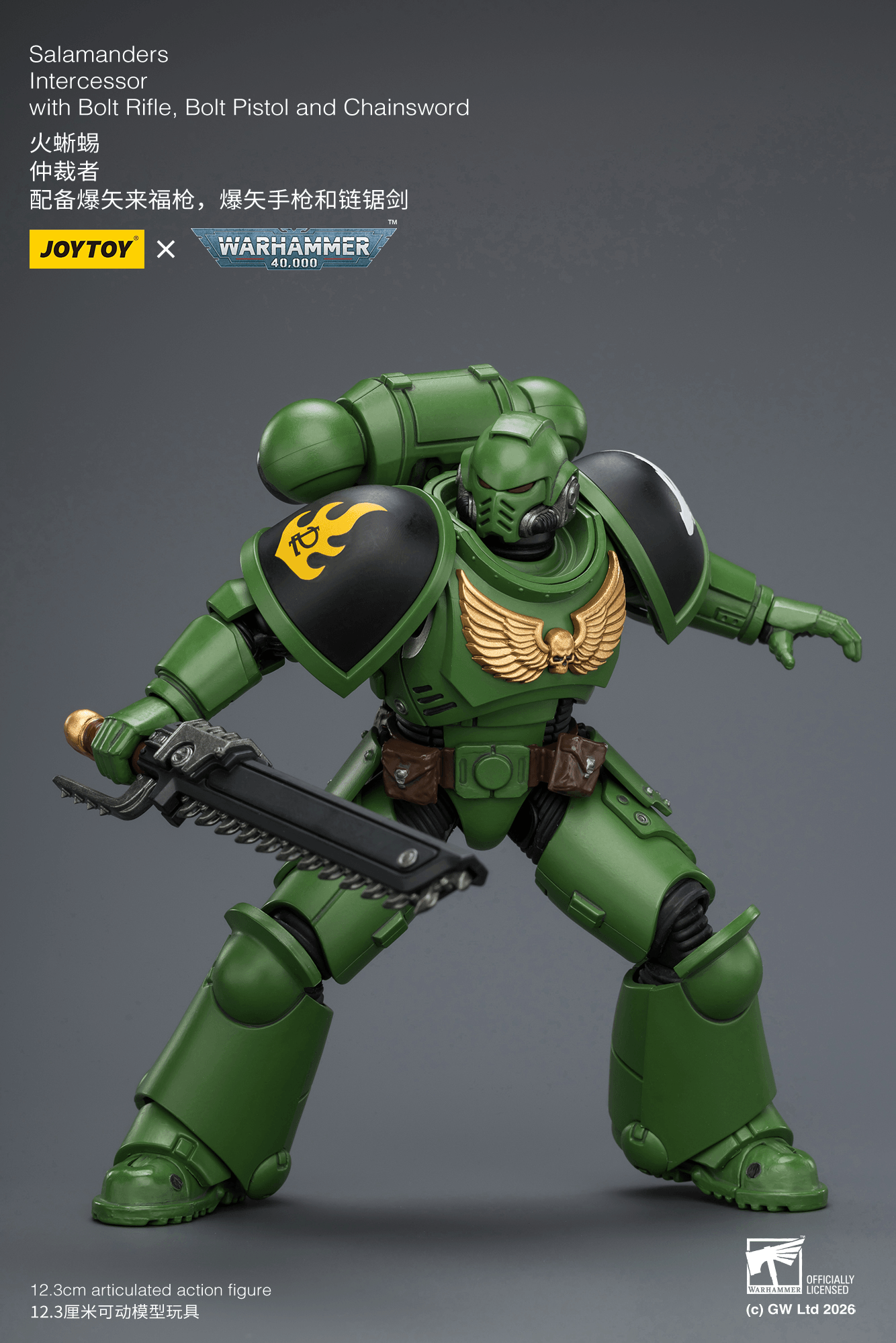 Joytoy: Salamanders Intercessor with Bolt Rifle, Bolt Pistol and Chainsword