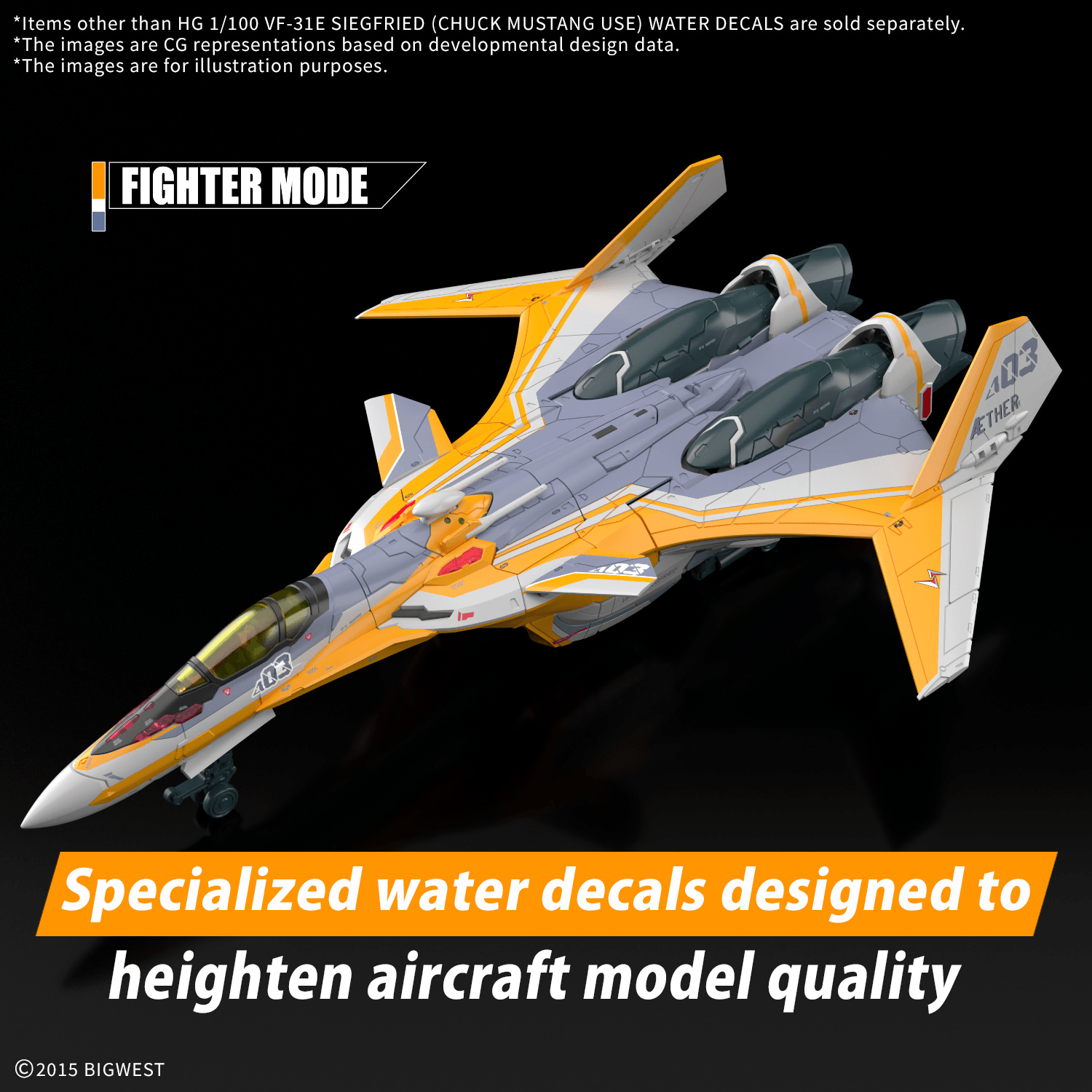 Bandai Macross: VF-31E Siegfried (Chuck Mustang Use) Water Decals