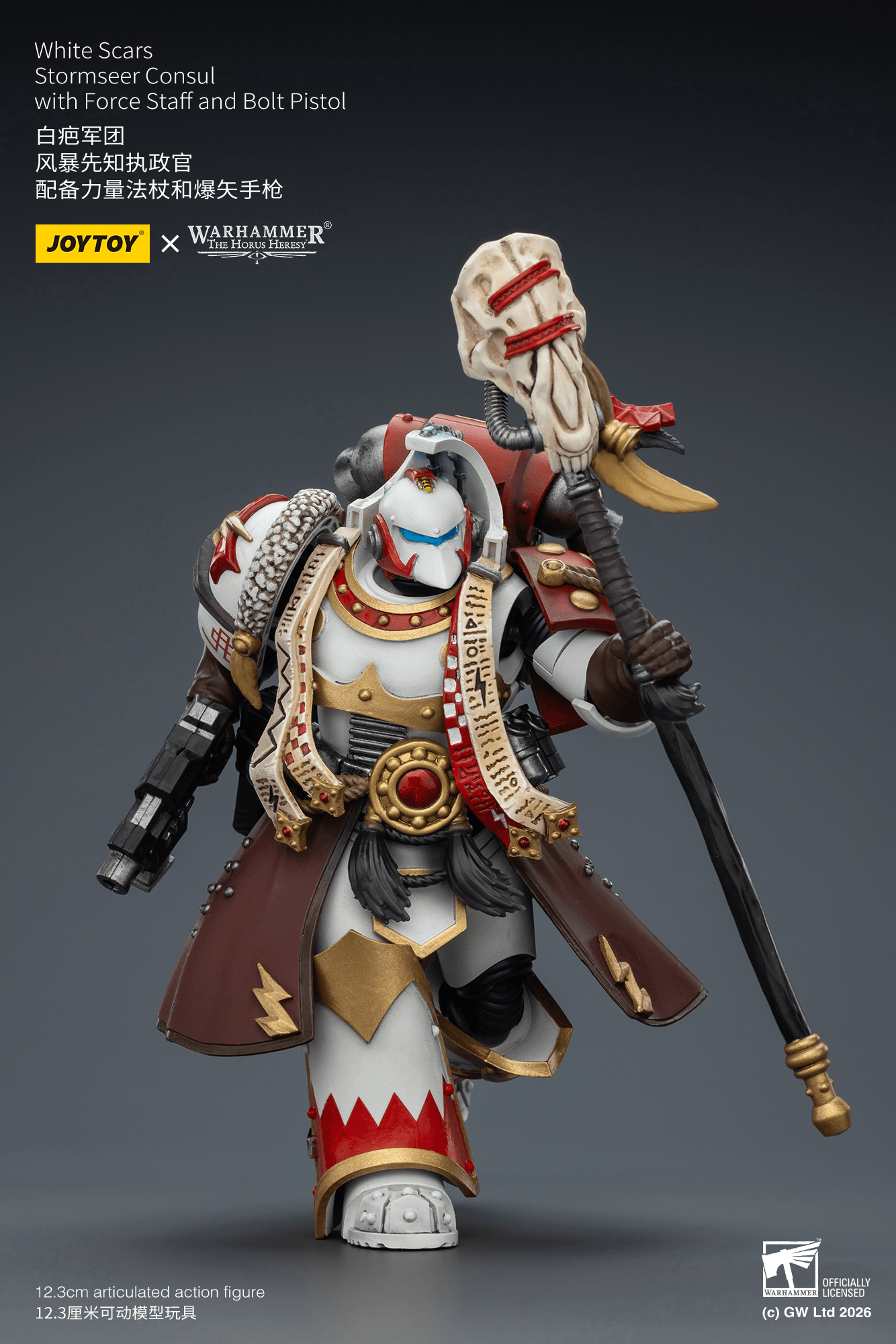Joytoy: White Scars Stormseer Consul with Force Staff and Bolt Pistol
