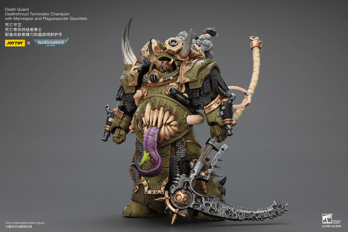 Joytoy: Death Guard Deathshroud Terminator Champion with Manreaper and Plaguespurter Gauntlets