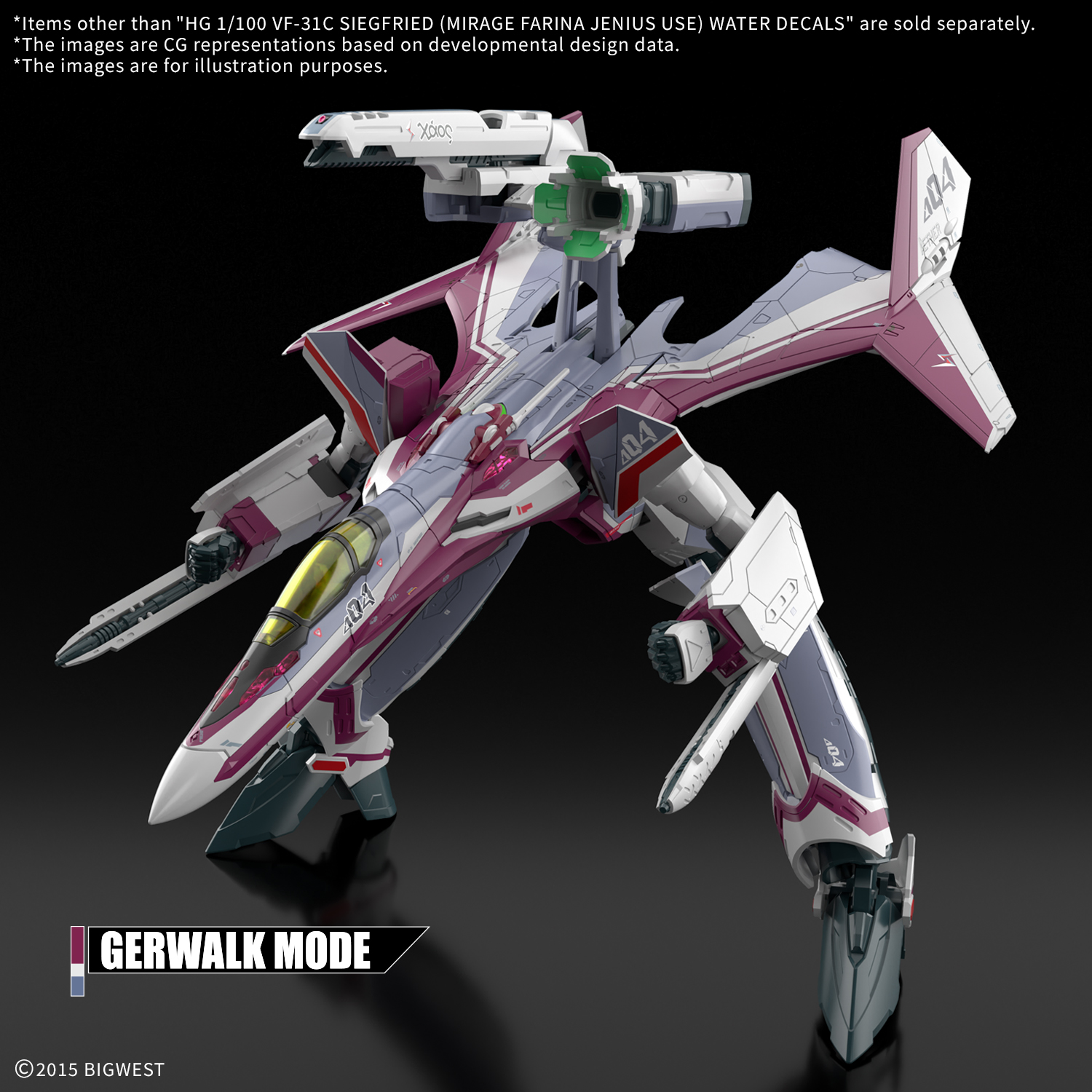 Bandai Macross: HG VF-31C Siegfried (Mirage Farina Jenius) Special Water Transfer Decal