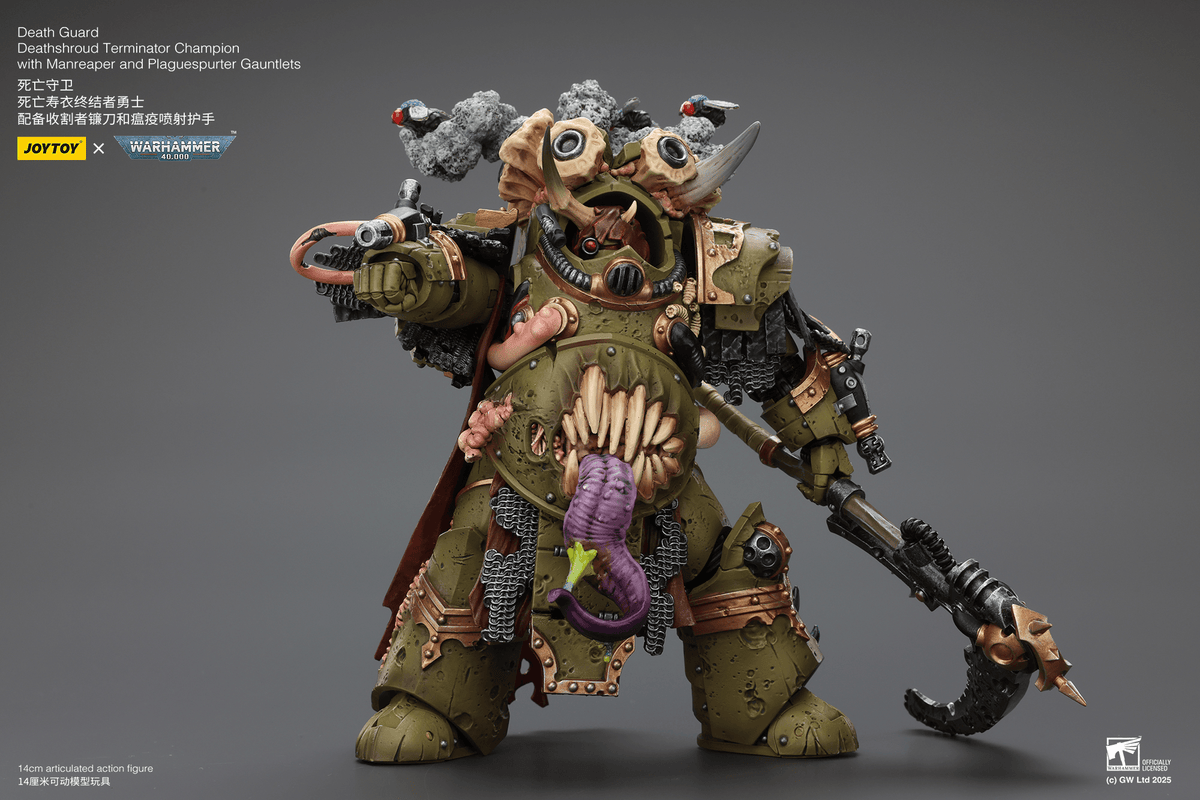 Joytoy: Death Guard Deathshroud Terminator Champion with Manreaper and Plaguespurter Gauntlets