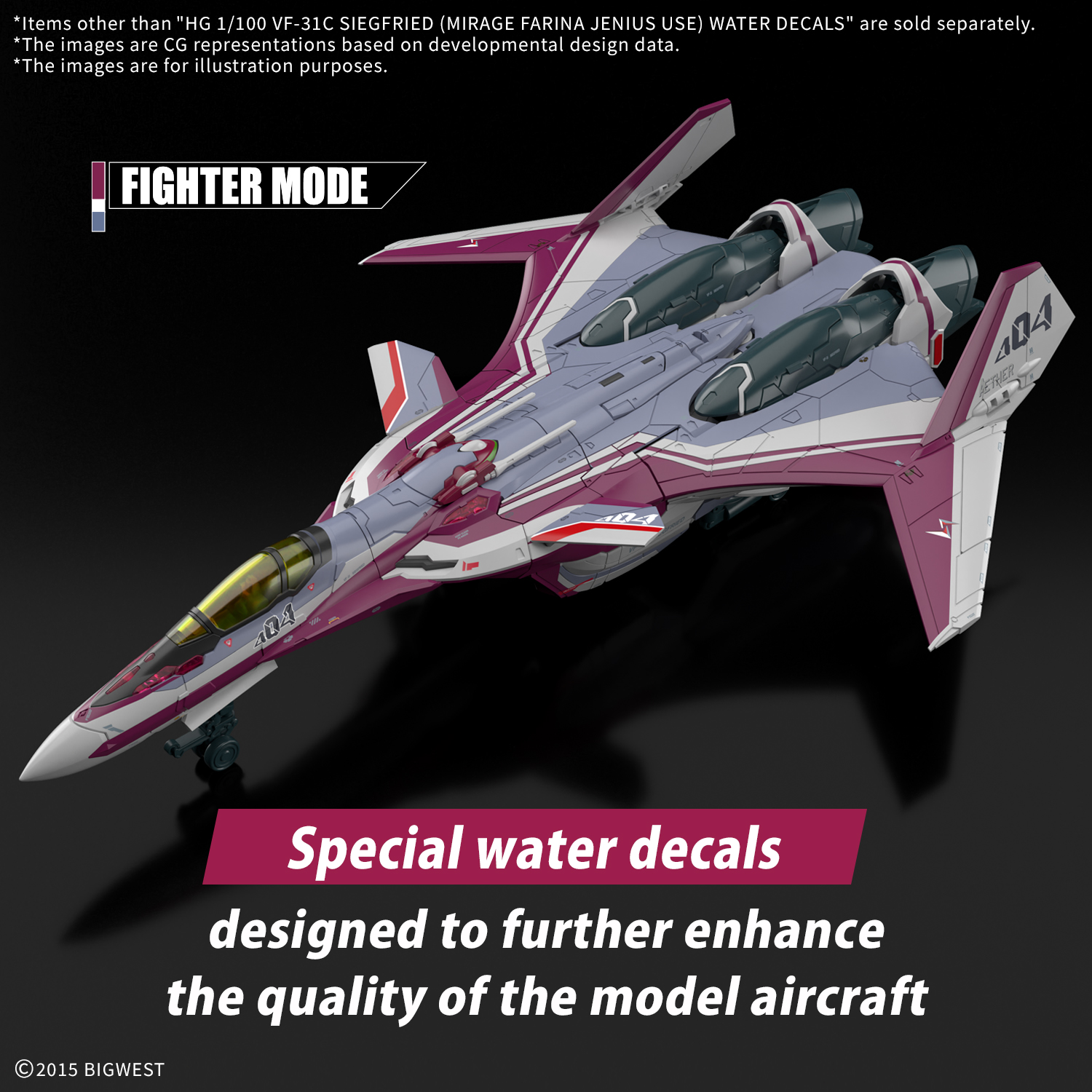 Bandai Macross: HG VF-31C Siegfried (Mirage Farina Jenius) Special Water Transfer Decal