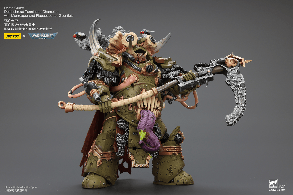Joytoy: Death Guard Deathshroud Terminator Champion with Manreaper and Plaguespurter Gauntlets