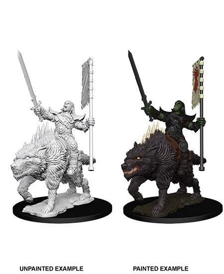 Pathfinder Deep Cuts Unpainted Miniatures: Orc on Dire Wolf