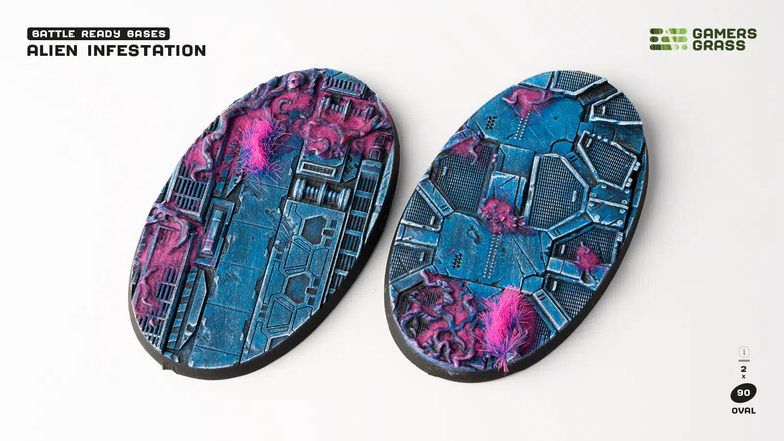 Gamers Grass: Battle Ready Bases - Alien Infestation - Oval 90mm (x2)