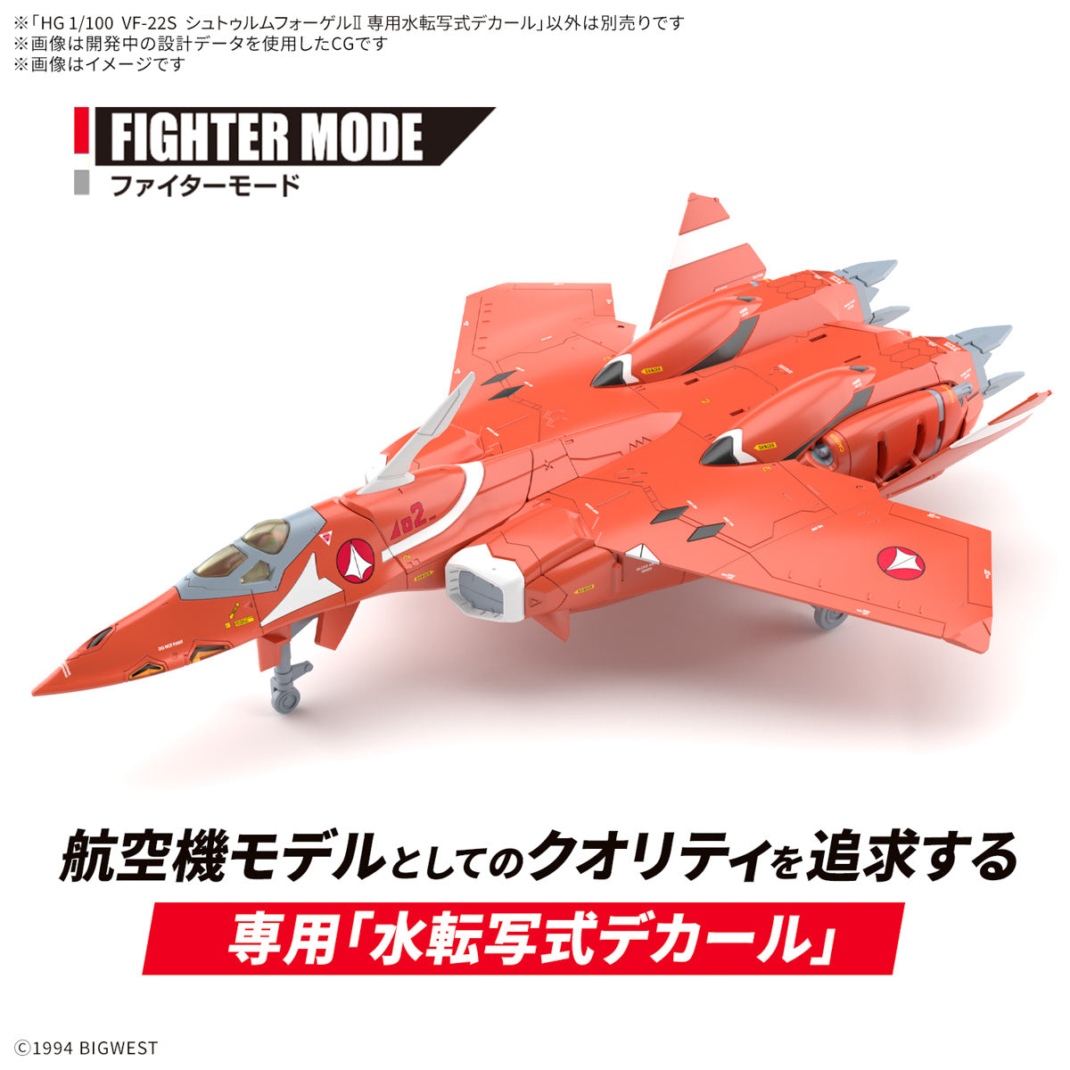Bandai Macross: HG VF-22S Sturmvogel II (Milia Fallyna Jenius Use) Water Decals