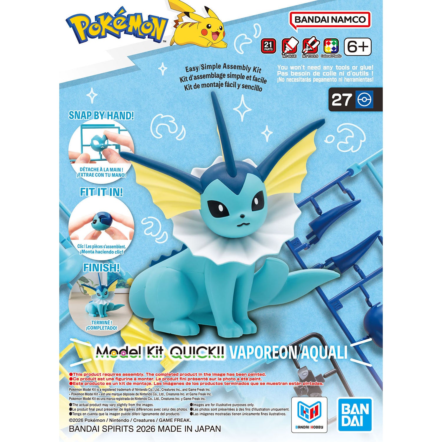 Bandai Pokemon Model Quick!! Vaporeon