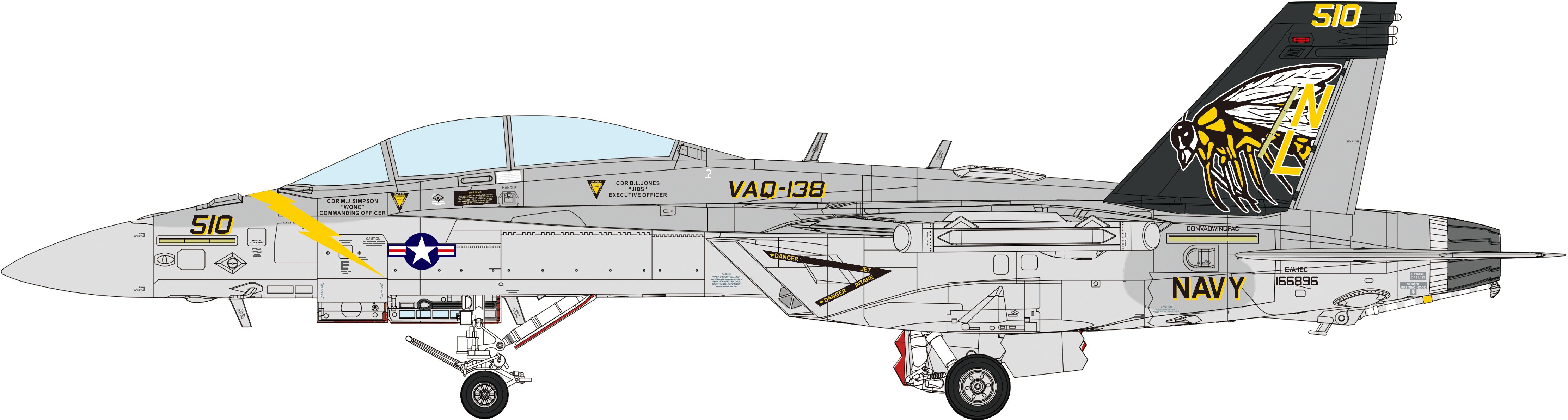 Meng: 1/48 Boeing EA-18G Growler Electronic Attack Aircraft Yellow Jackets
