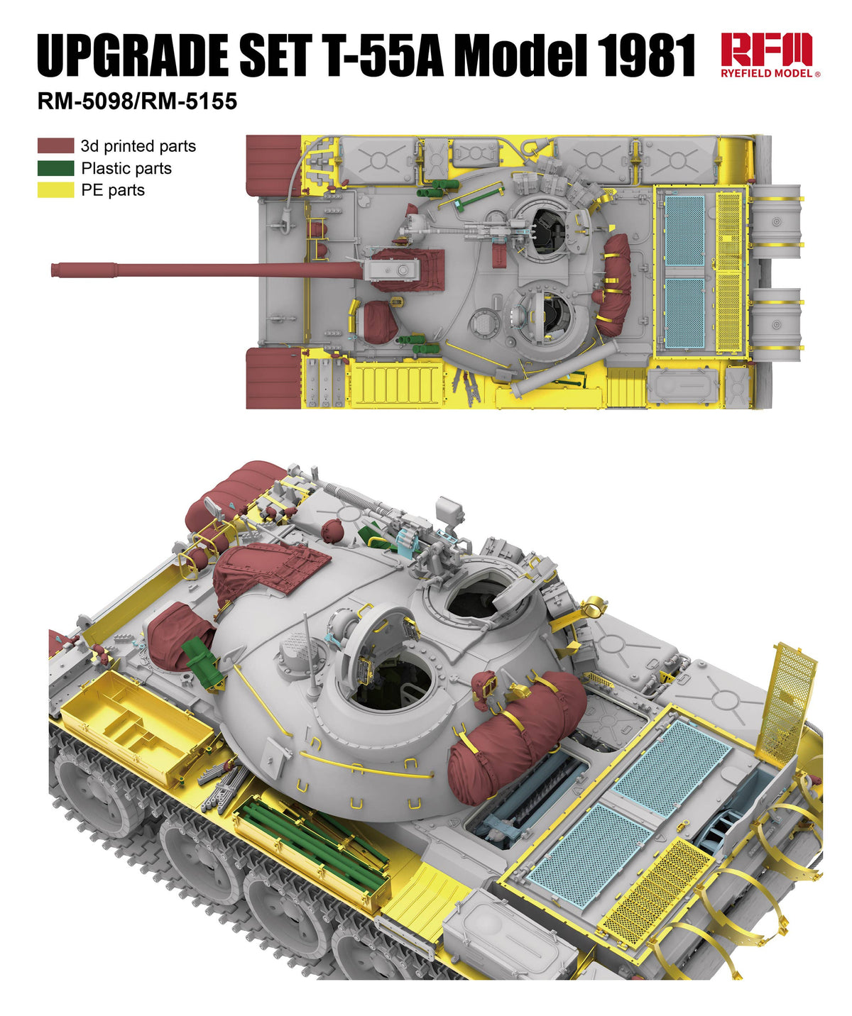 RFM: 1/35 Upgrade Solution Series T-55A Model 1981 for Ryefield RM-5098/RM-5155