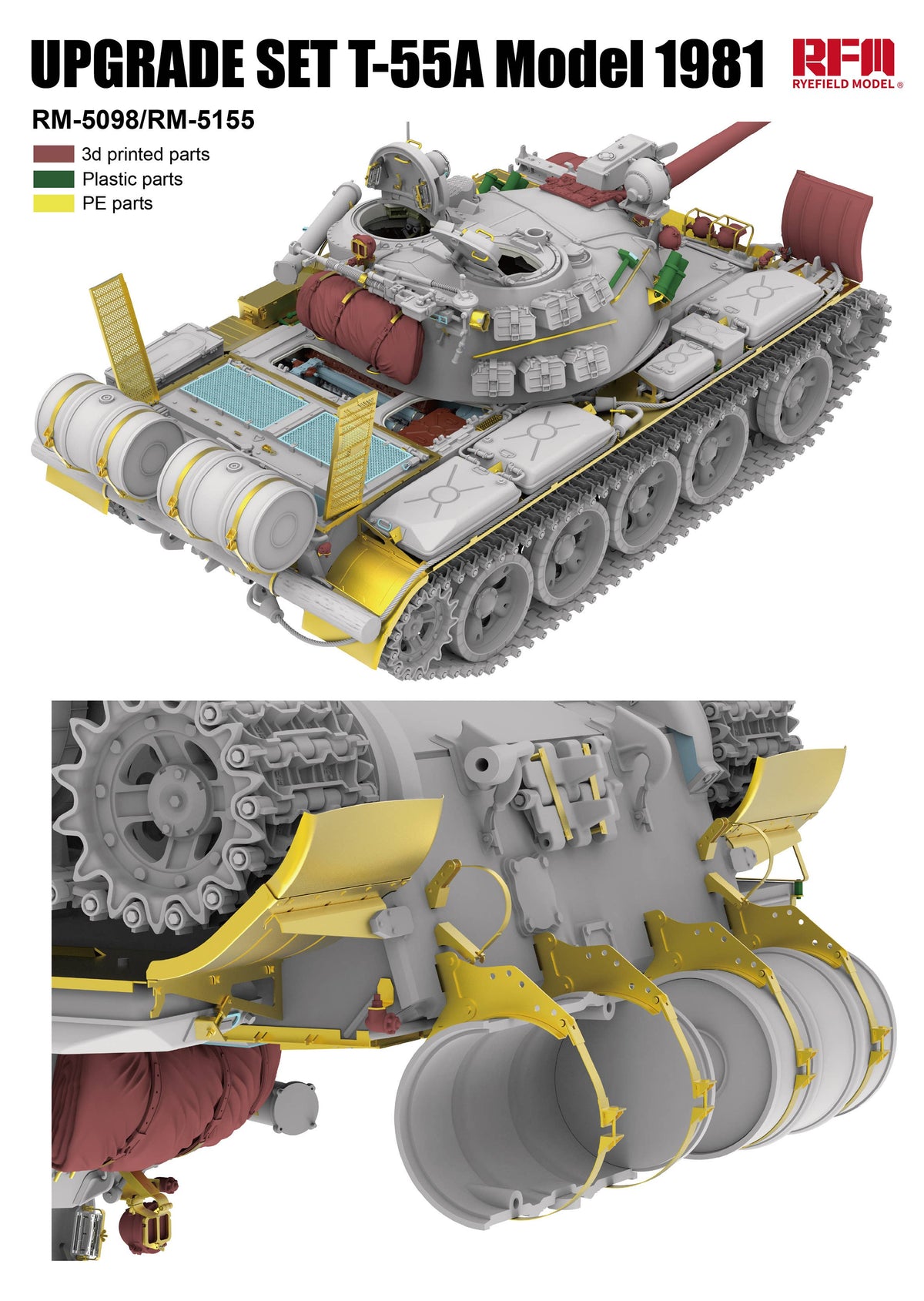 RFM: 1/35 Upgrade Solution Series T-55A Model 1981 for Ryefield RM-5098/RM-5155