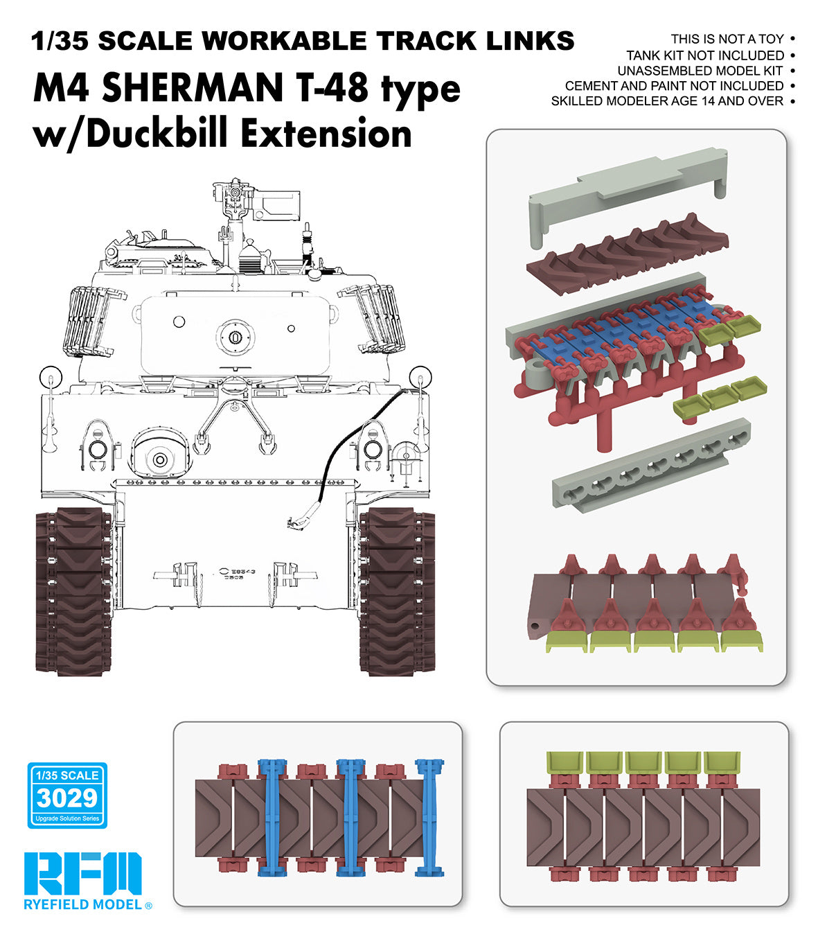 RFM: 1/35 M4 SHERMAN T-48 type Workable Tracks with Duckbill Extension