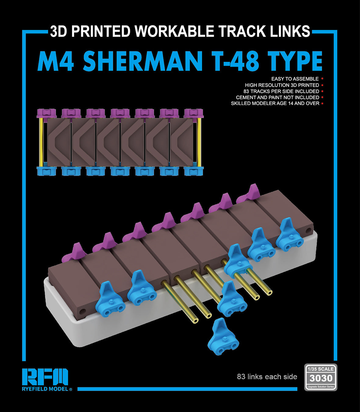 RFM: 1/35 M4 SHERMAN T-48 type Workable Tracks (3D PRINTED)