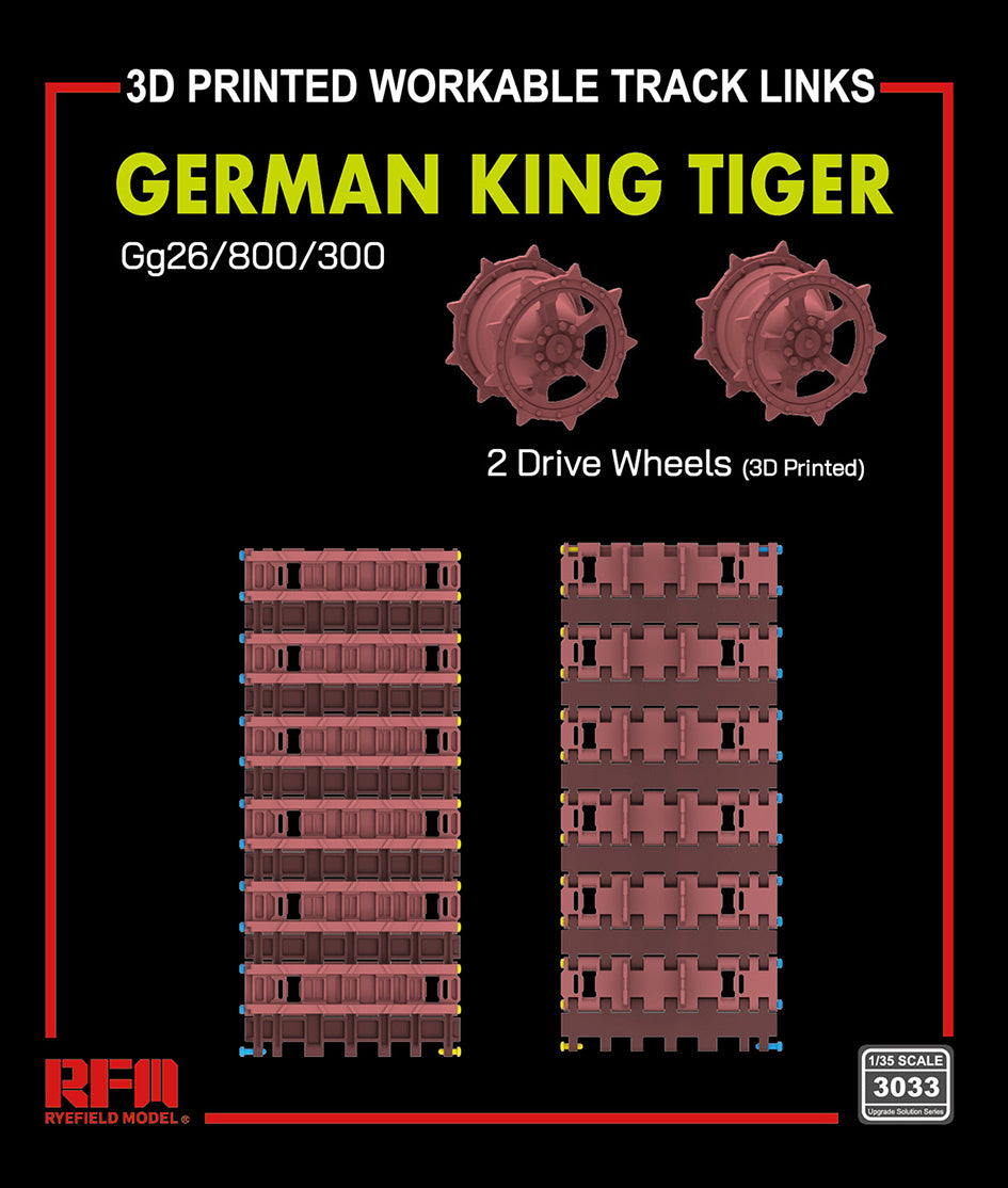 RFM: 1/35 King Tiger Series Gg26/800/300 Type Workable Tracks with Drive wheels (3D Printed)