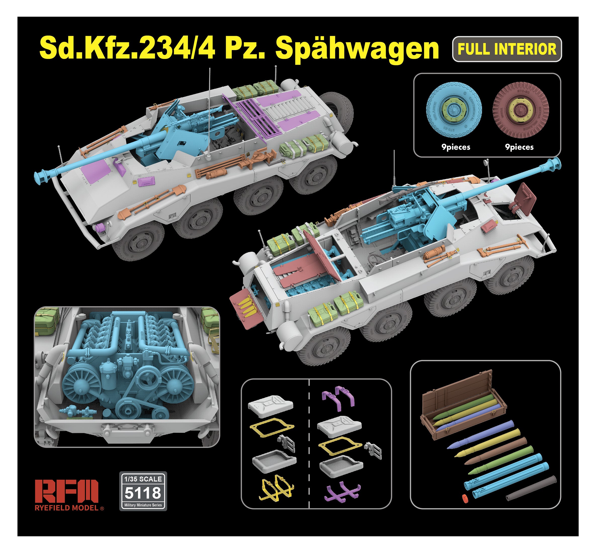RFM: 1/35 Sd.Kfz. 234/4 Pz. Spahwagen with Full Interior