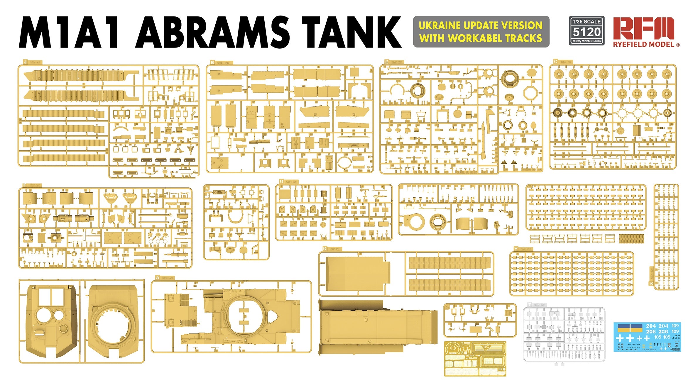 RFM: 1/35 M1A1 ABRAMS TANK Ukraine Update Version with Workable Tracks