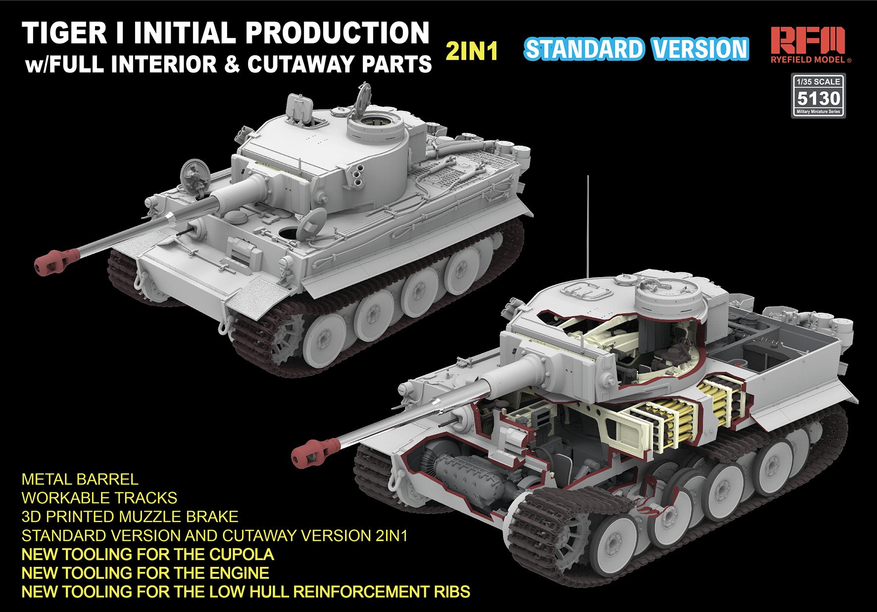 RFM: 1/35 Pz.Kpfw. VI Ausf. E Tiger I Initial Production Standard Edition (w/Full Interior & Cutaway Parts)