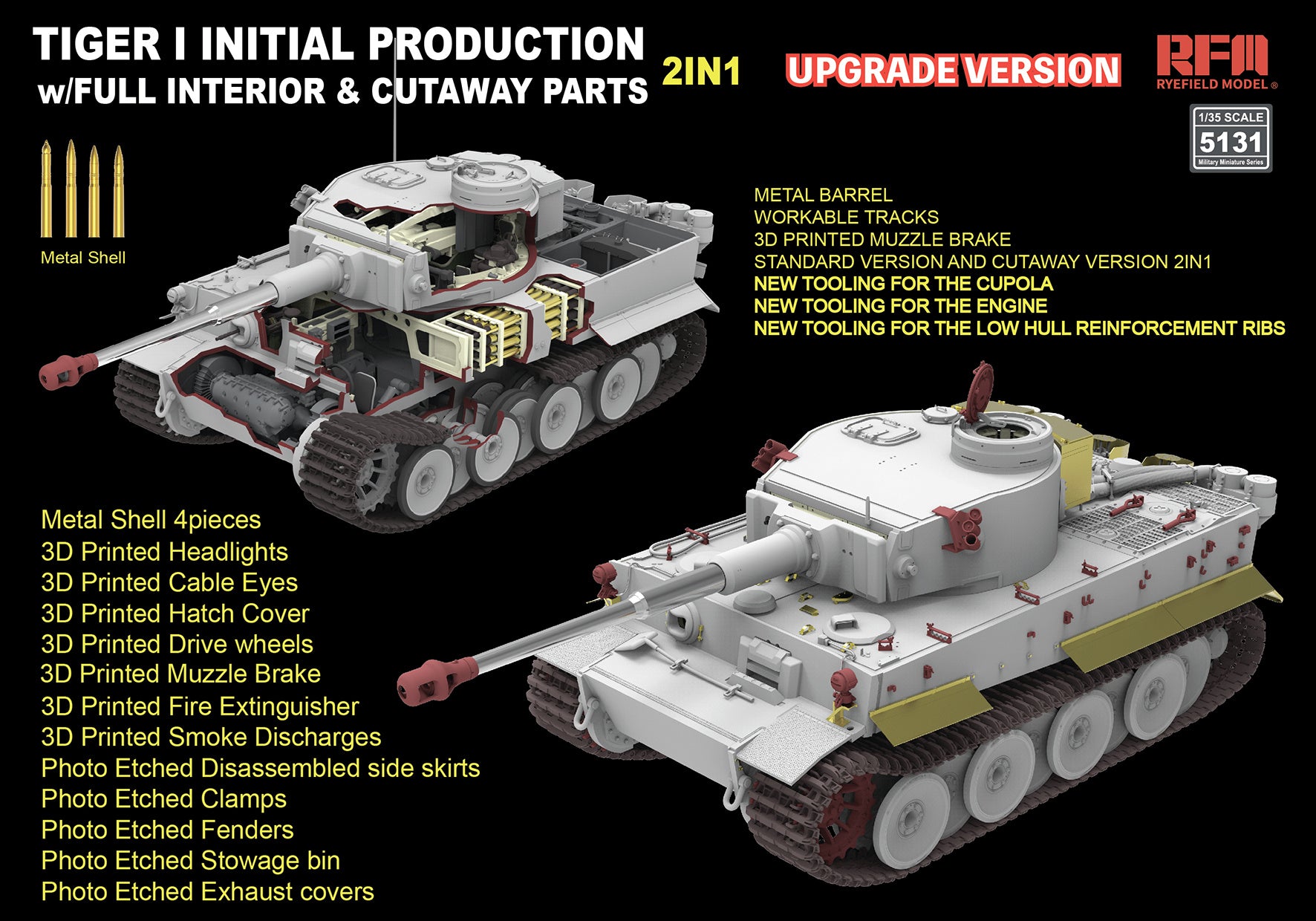 RFM: 1/35 Pz.Kpfw. VI Ausf. E Tiger I Initial Production Upgrade Edition (w/Full Interior & Cutaway Parts)