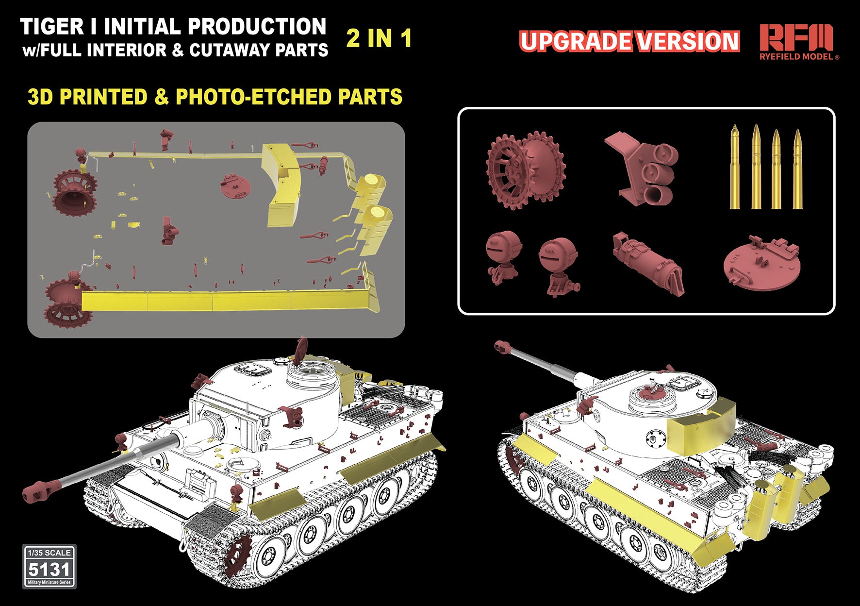 RFM: 1/35 Pz.Kpfw. VI Ausf. E Tiger I Initial Production Upgrade Edition (w/Full Interior & Cutaway Parts)