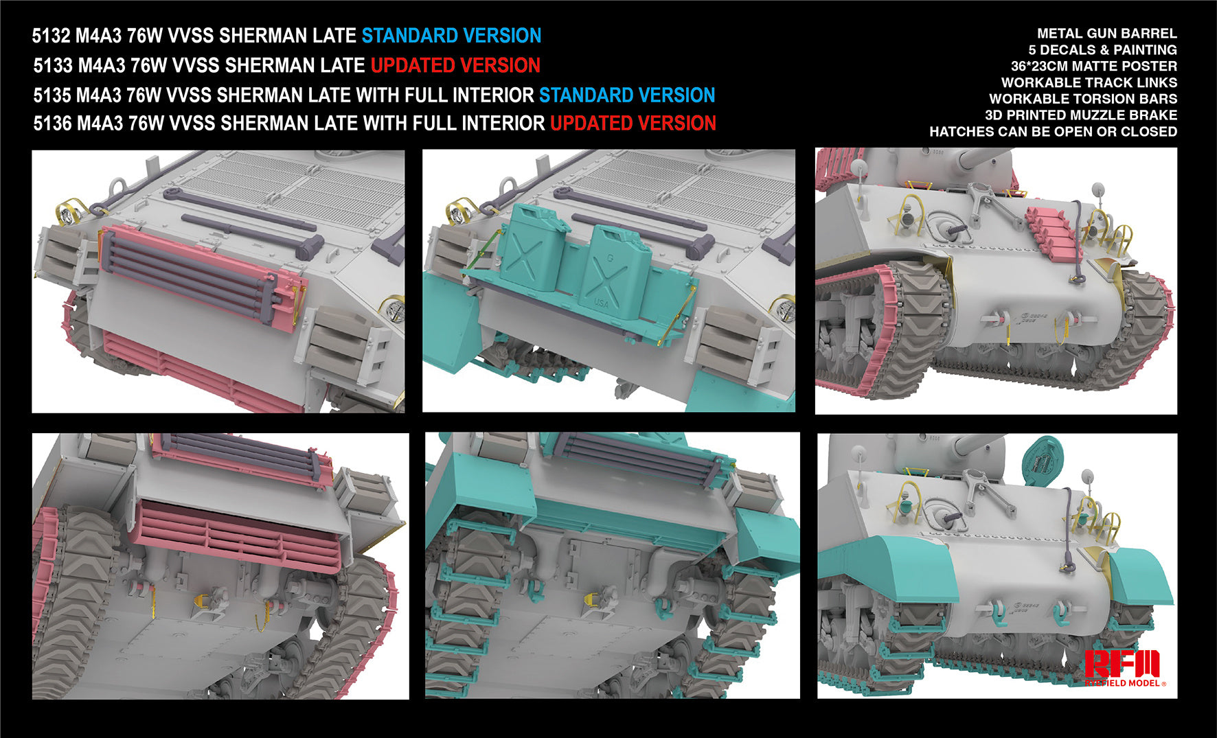 RFM: 1/35 M4A3 76W VVSS Sherman Late with Full Interior Standard Version