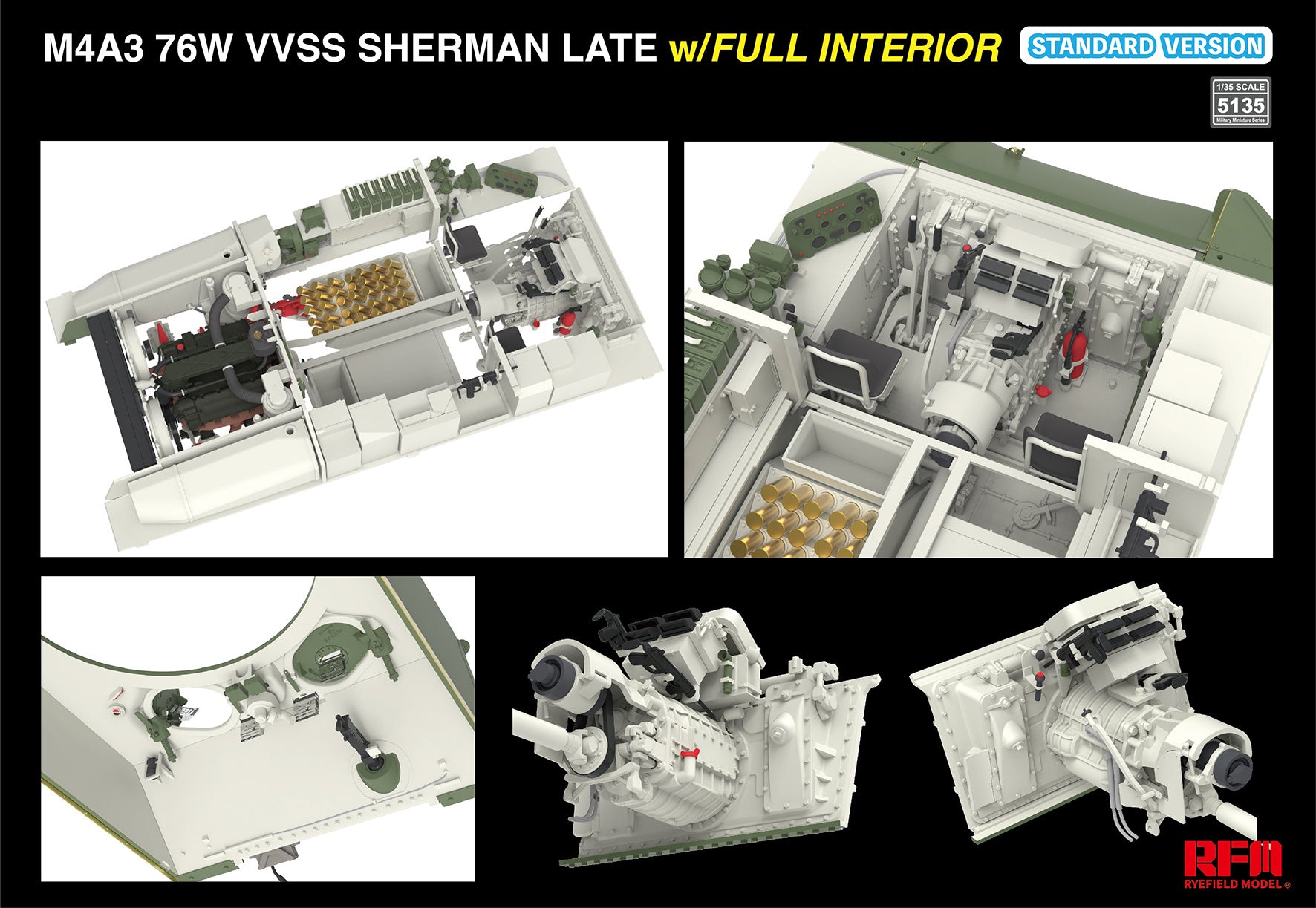RFM: 1/35 M4A3 76W VVSS Sherman Late with Full Interior Standard Version