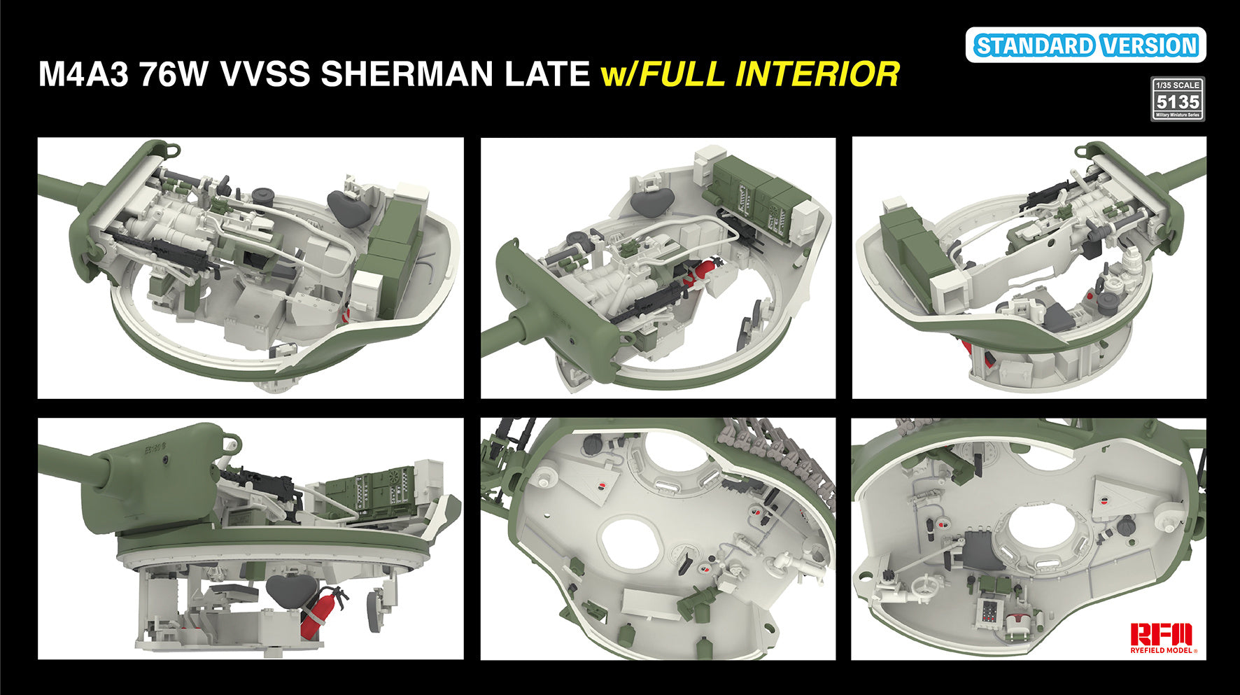 RFM: 1/35 M4A3 76W VVSS Sherman Late with Full Interior Standard Version