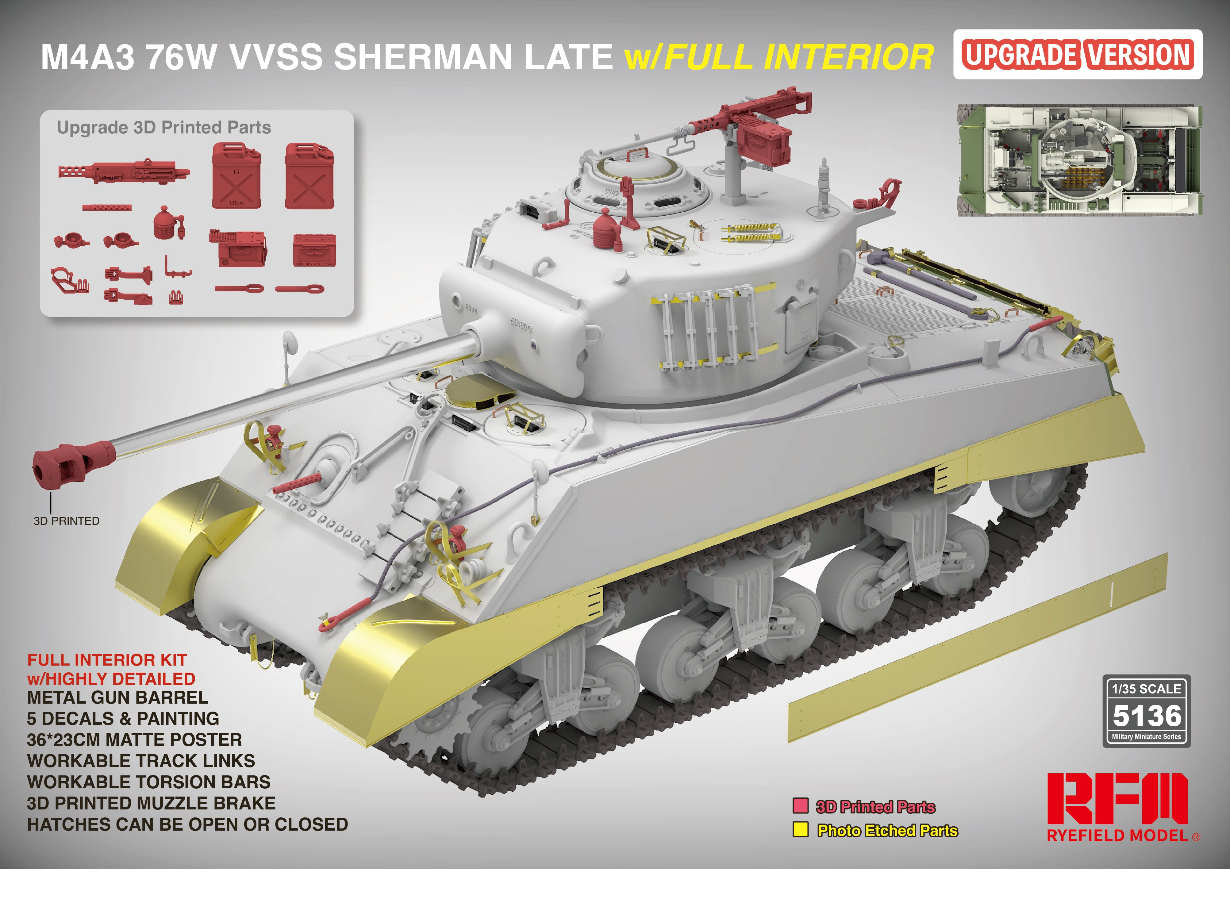 RFM: 1/35 M4A3 76W VVSS Sherman Late with Full Interior Updated Version
