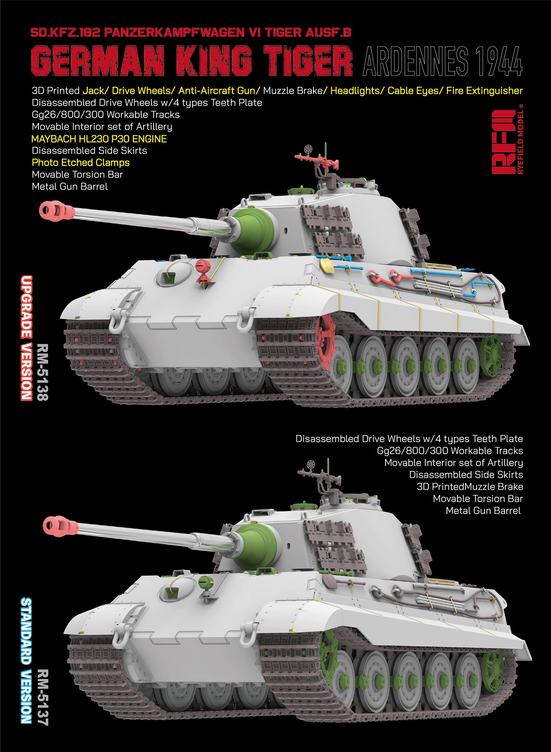 RFM: 1/35 Sd.Kfz. 182 Pz.Kpfw.VI Ausf.B German King Tiger Ardennes 1944 (Standard Version)