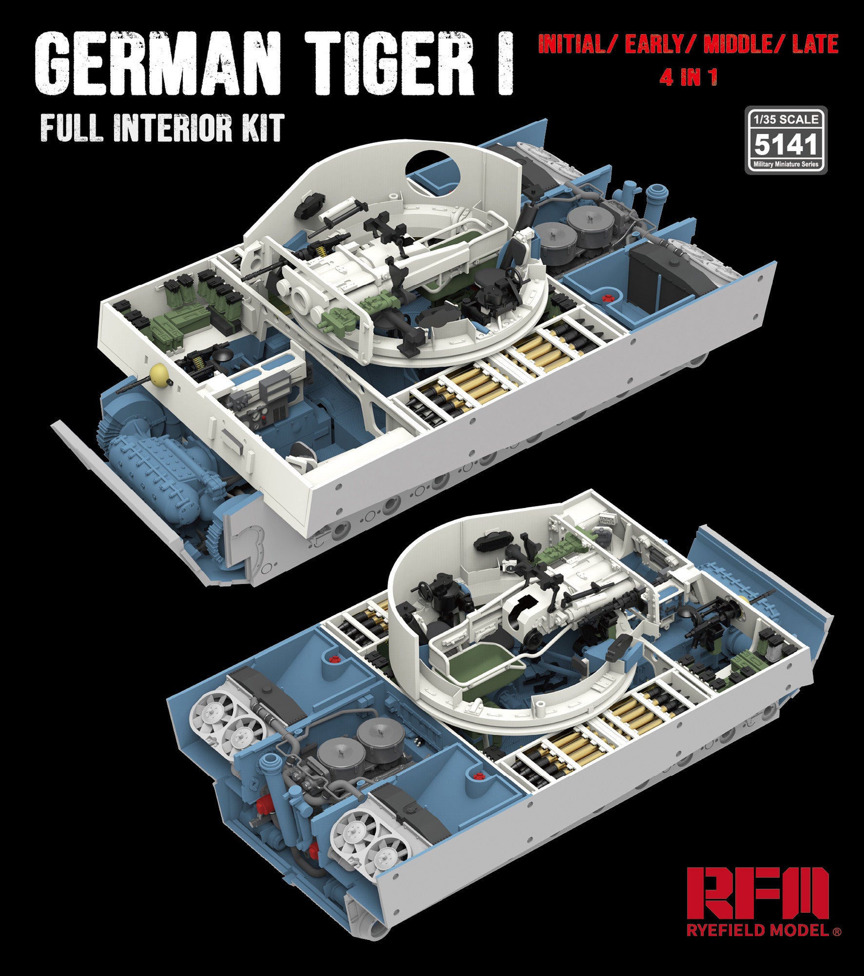 RFM: 1/35 Tiger I Full Interior Kit Initial/ Early/ Middle/ Late production 4 in 1