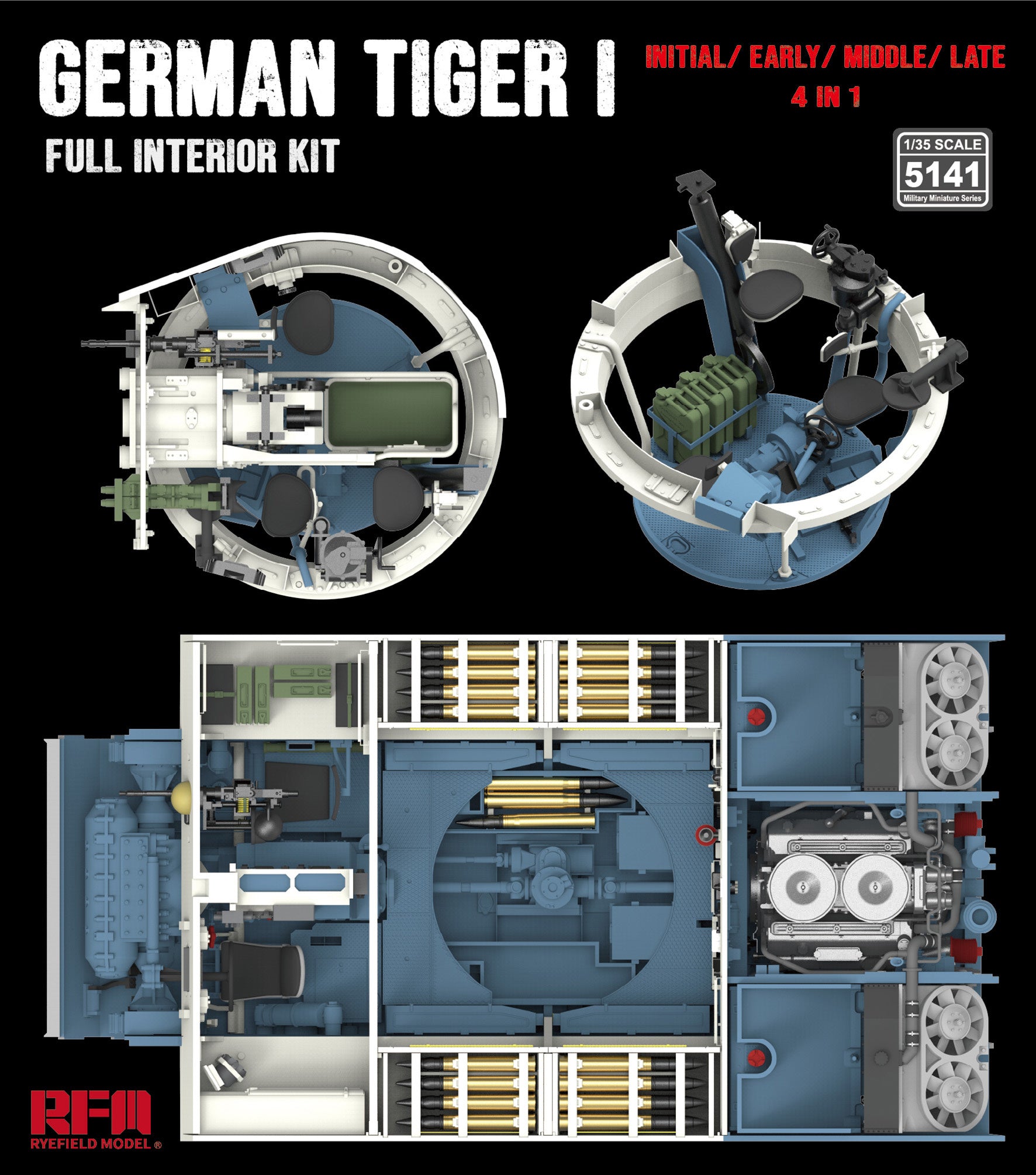 RFM: 1/35 Tiger I Full Interior Kit Initial/ Early/ Middle/ Late production 4 in 1