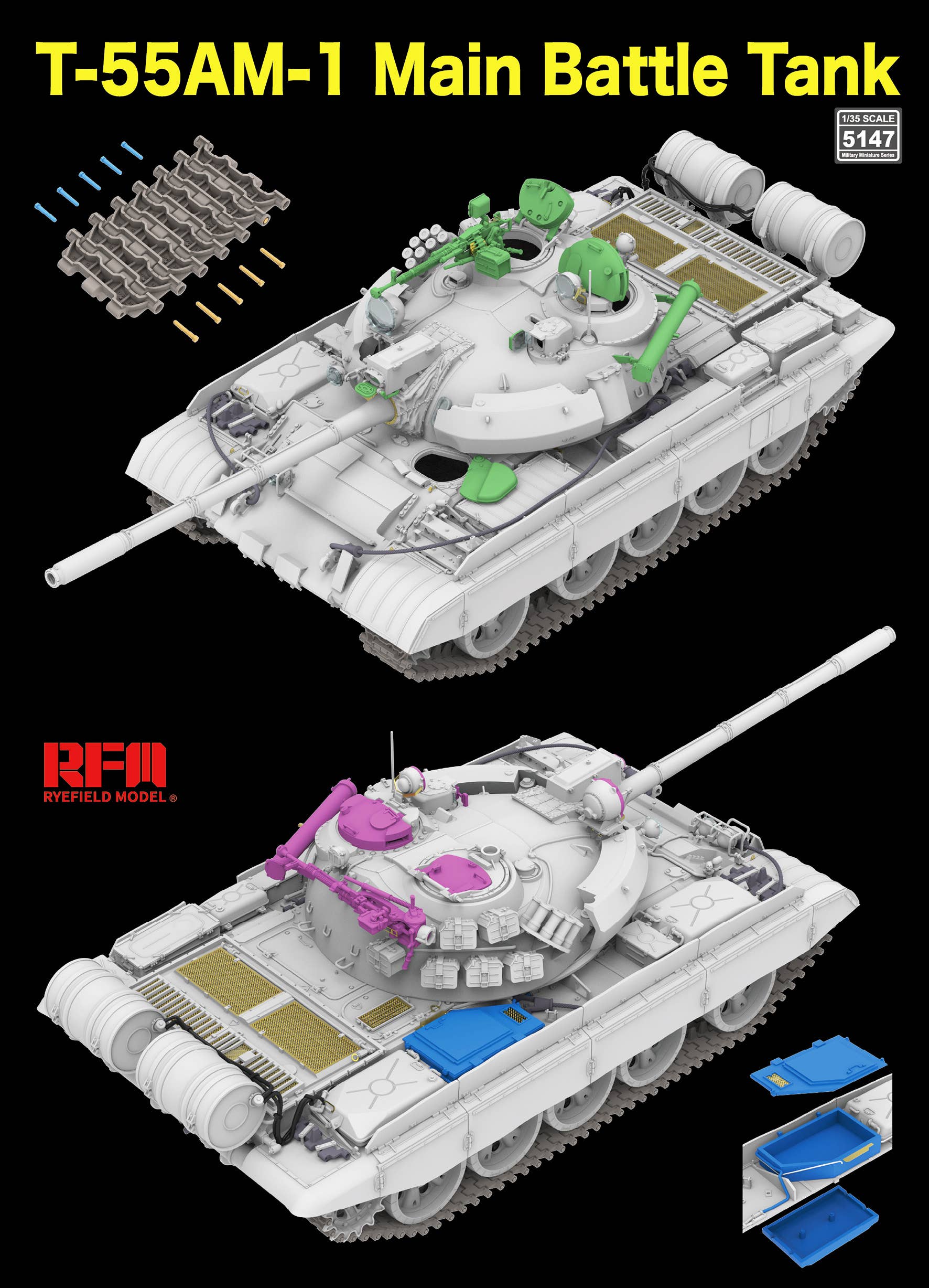 RFM: 1/35 T-55AM-1 Main Battle Tank w/ workable tracks