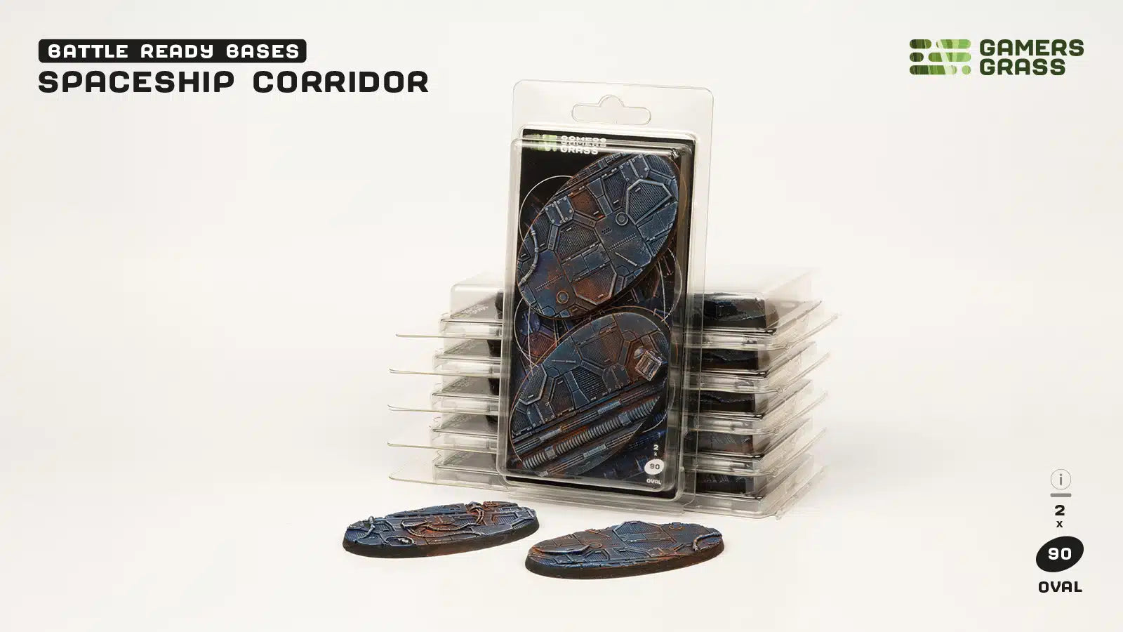 Gamers Grass: Battle Ready Bases - Spaceship Corridor - Oval 90mm (x2)