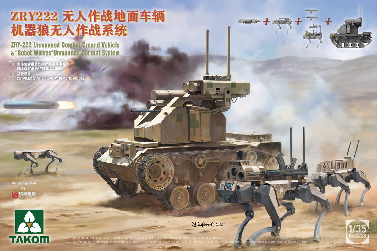 Takom: 1/35 PLA ZRY-222 Unmanned Combat Ground Vehicle with Robot Wolves